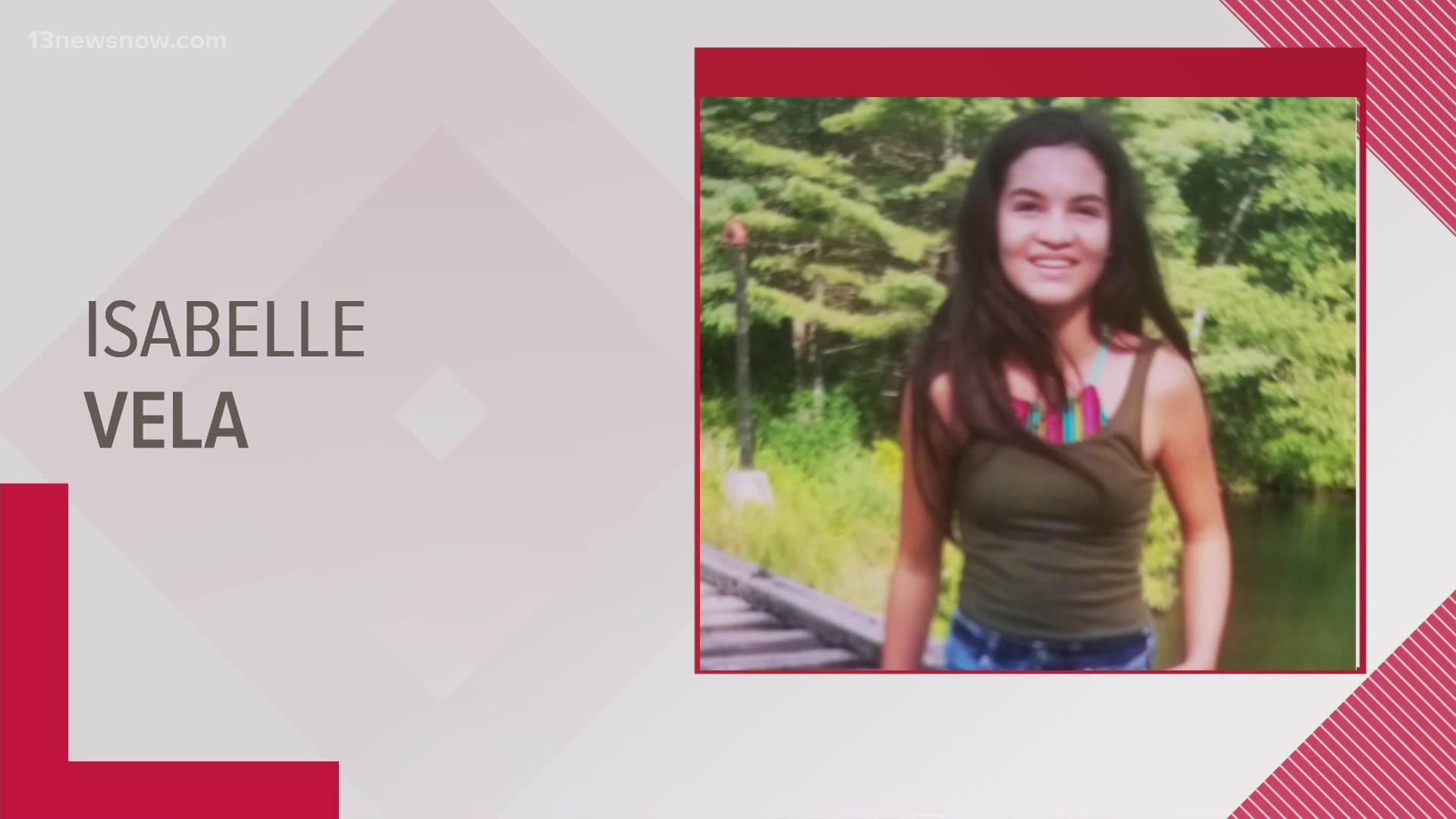 Isabelle Vela was last seen just after 5 p.m. on Jan. 5 in the 5600 block of E. Princess Anne Road.