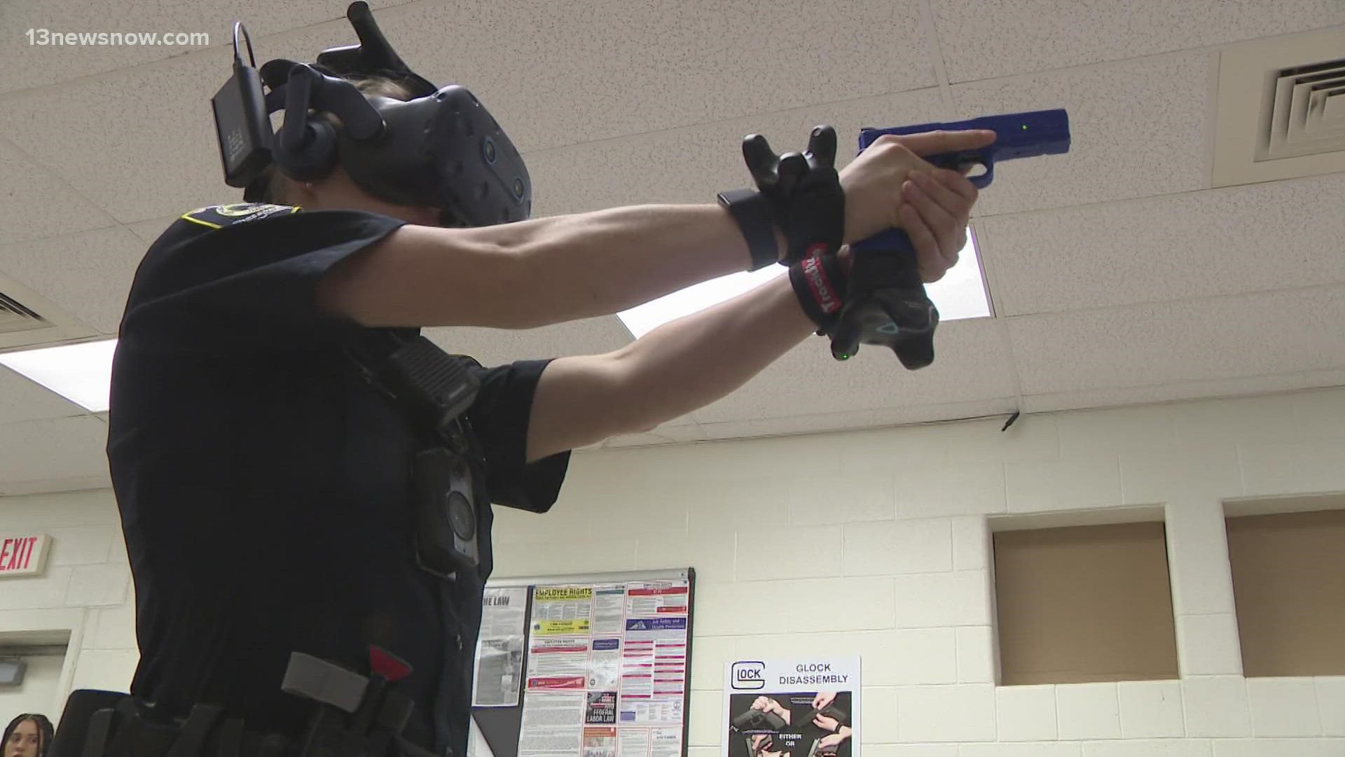 The Chesapeake Police Department received a virtual reality system through federal grant money. The department hopes it will help train its officers in use of force.