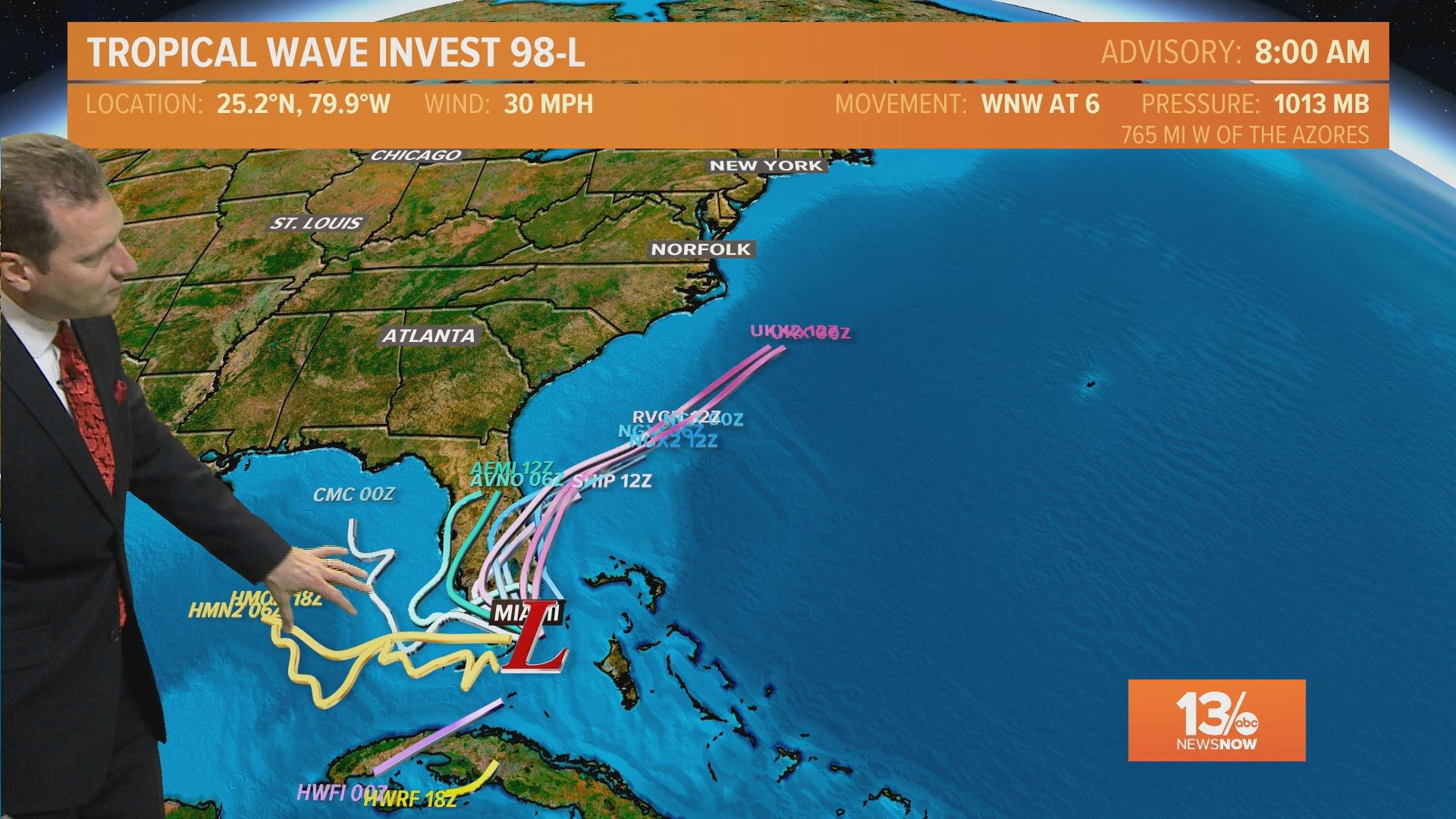 13News Now meteorologist Craig Moeller has the latest on a developing system in the Bahamas as well as storms brewing in the Atlantic.