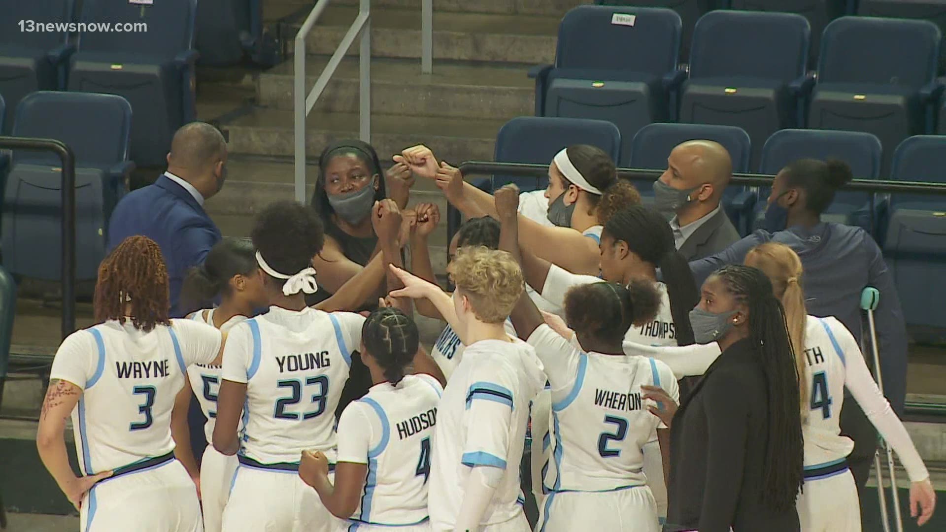 The Monarchs women's team got their new coach her first win by beating William and Mary 70-47.