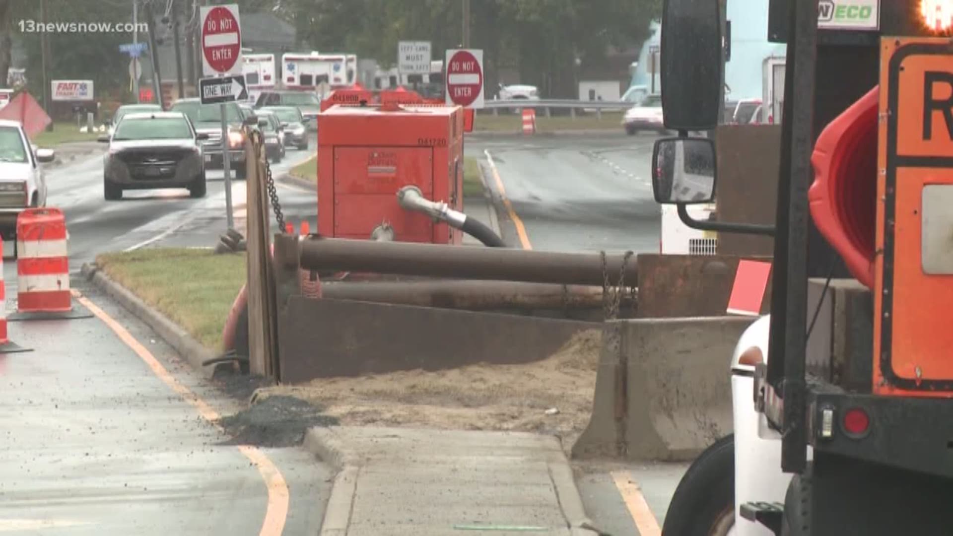 Kempsville Road is an alternate route for drivers during the Centerville Turnpike Bridge closure. A sewage spill on Kempsville Road worsened the traffic nightmare.