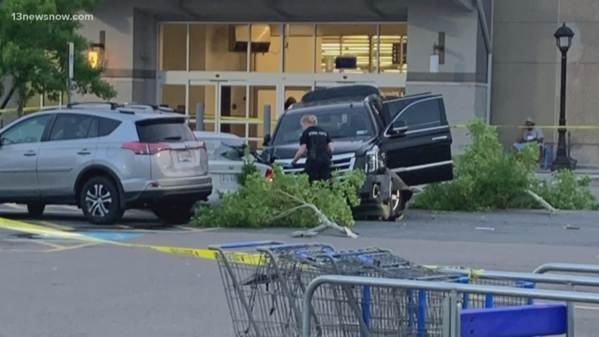 Chesapeake police confirmed they worked on an operation with the DEA Tuesday night and that an officer-involved shooting happened in the parking lot of the Lynnhaven Walmart. Police are still looking for a suspect.