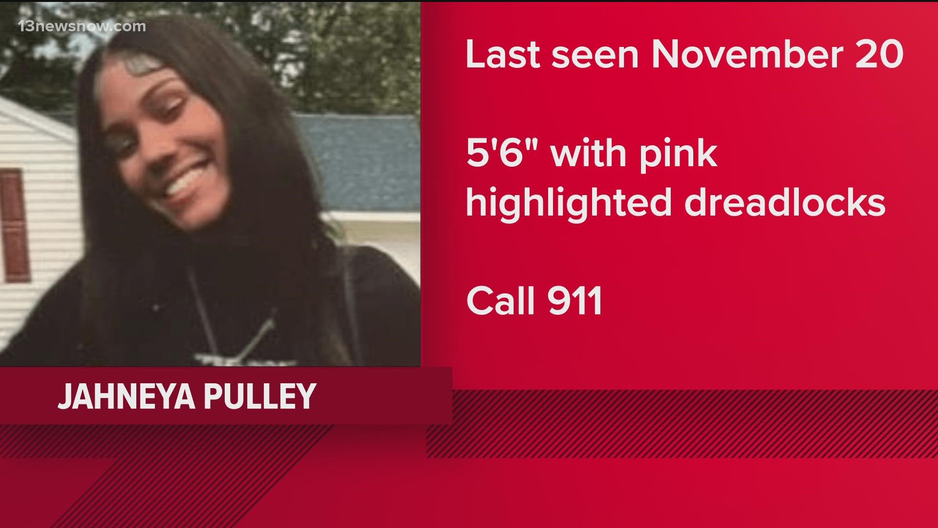 we're told Jahneya Pulley hasn't been seen since Sunday. Police are worried about her safety.
