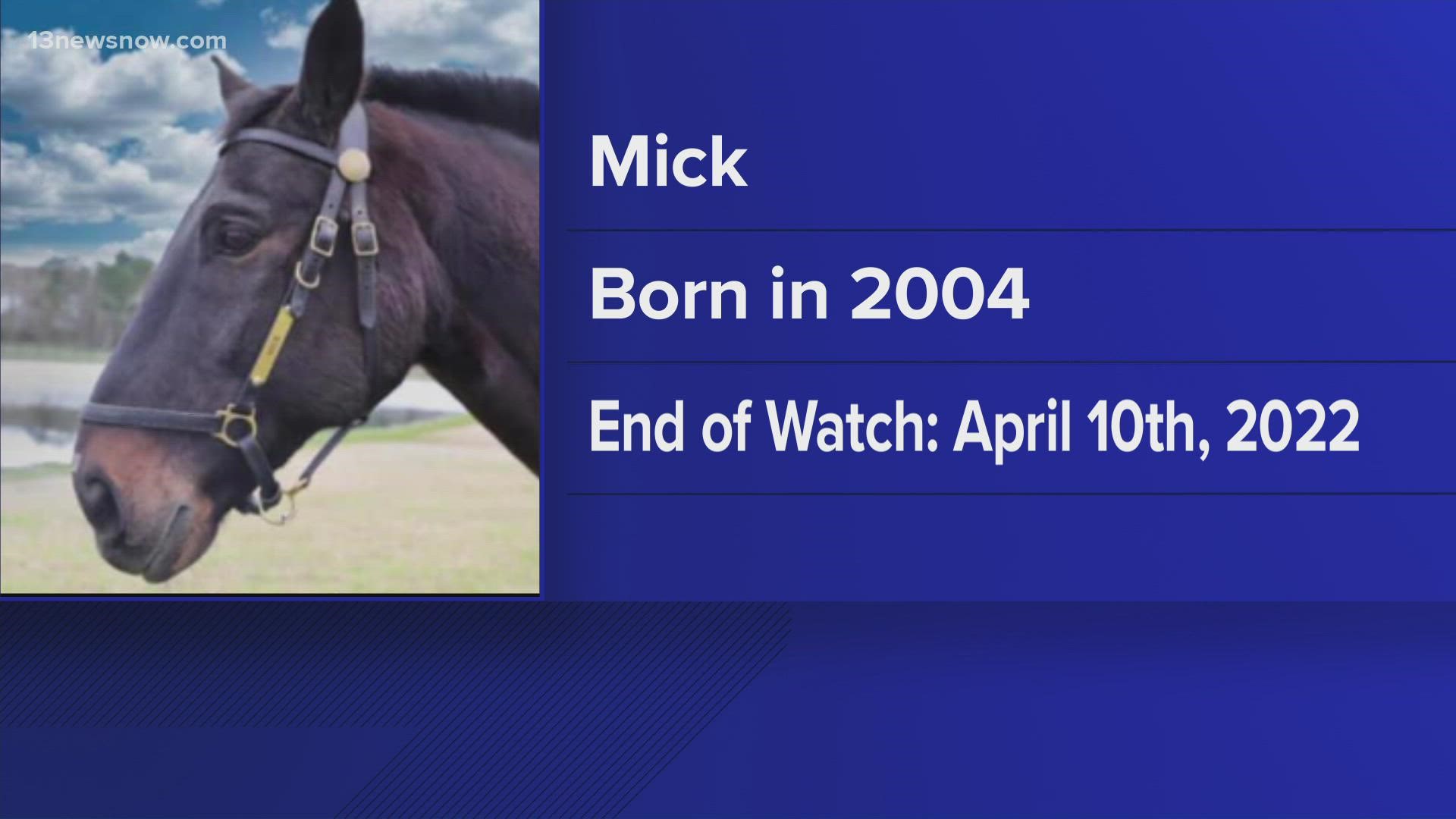 Mick passed away after a medical emergency while patroling the Oceanfront on April 8.