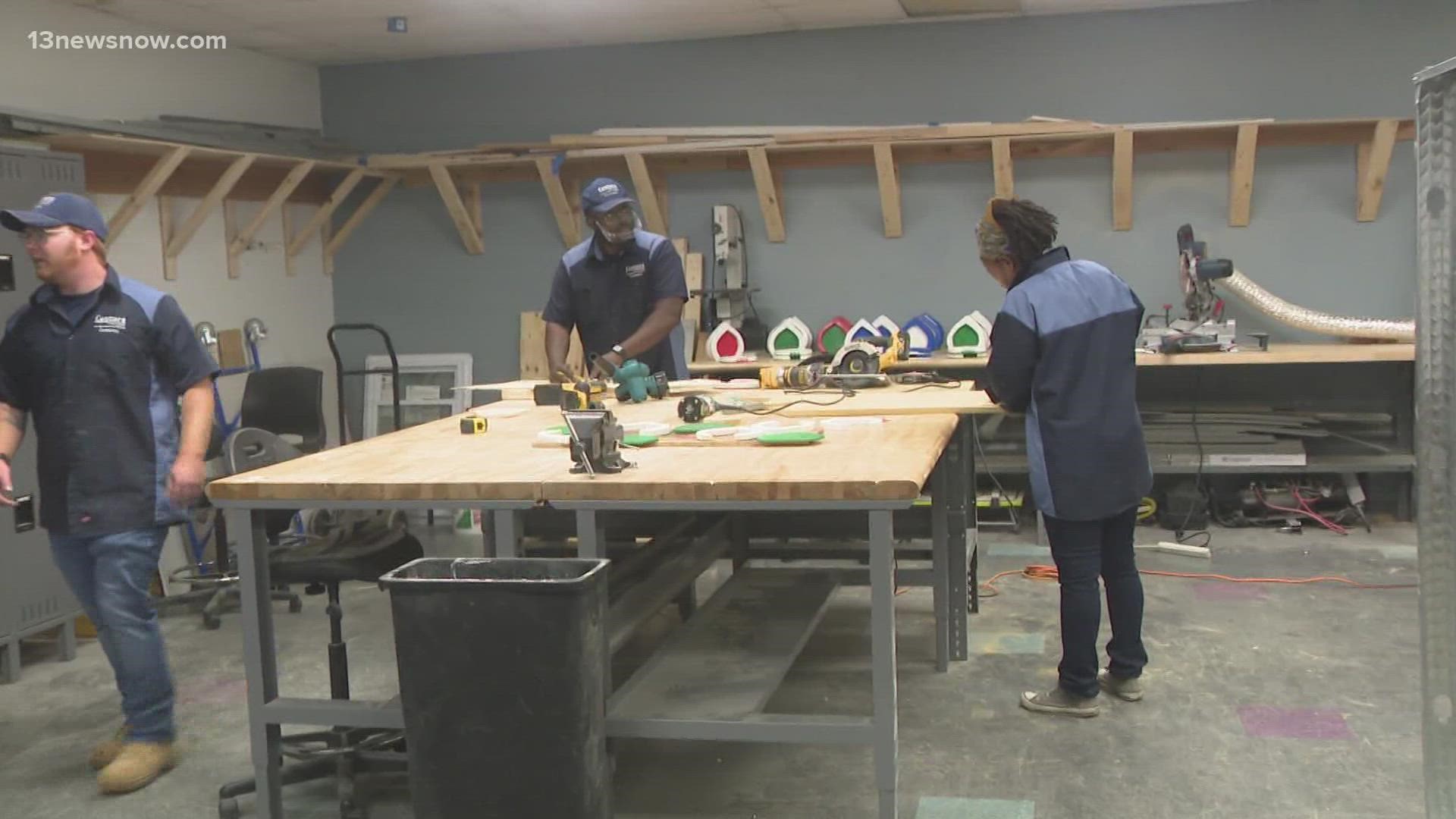 Students with Tidewater Tech and Centura College are building a total of 150 elf doors as part of a new scavenger hunt.