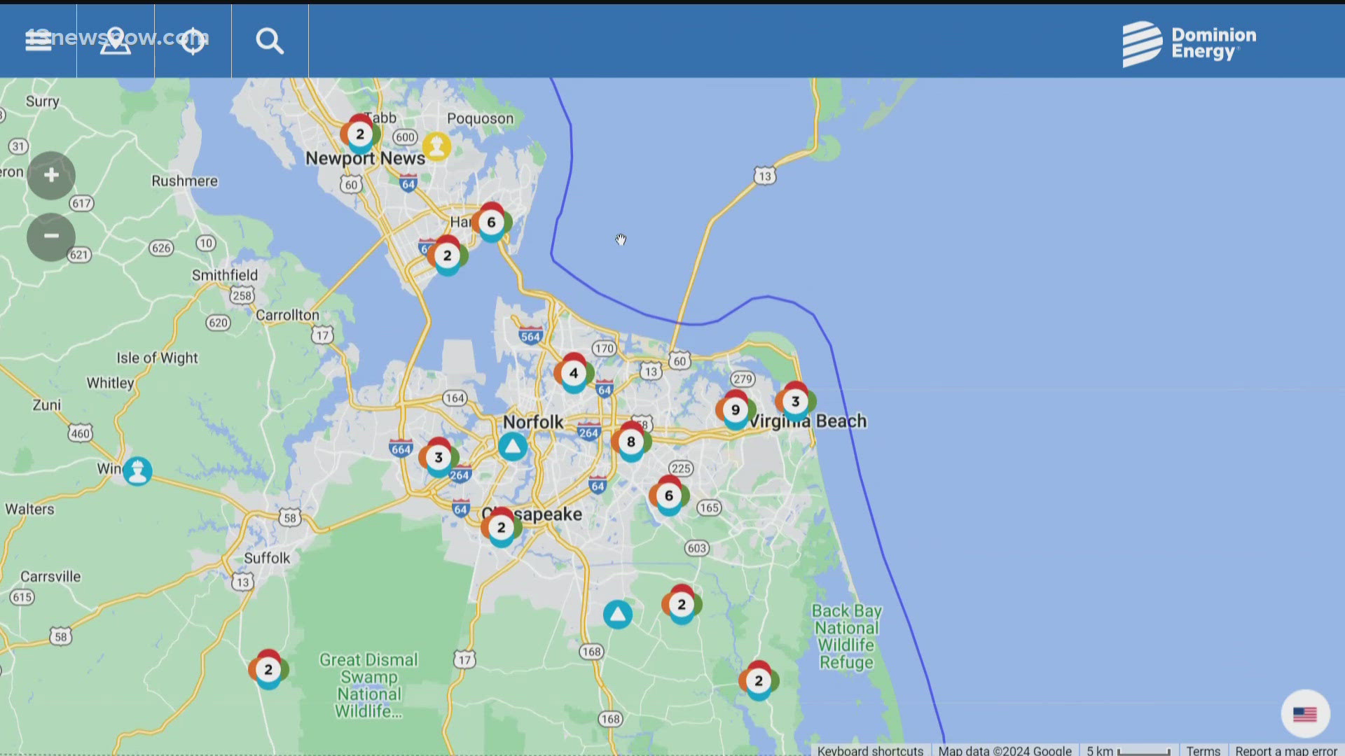 We're also keeping an eye on outages happening across Hampton Roads.
