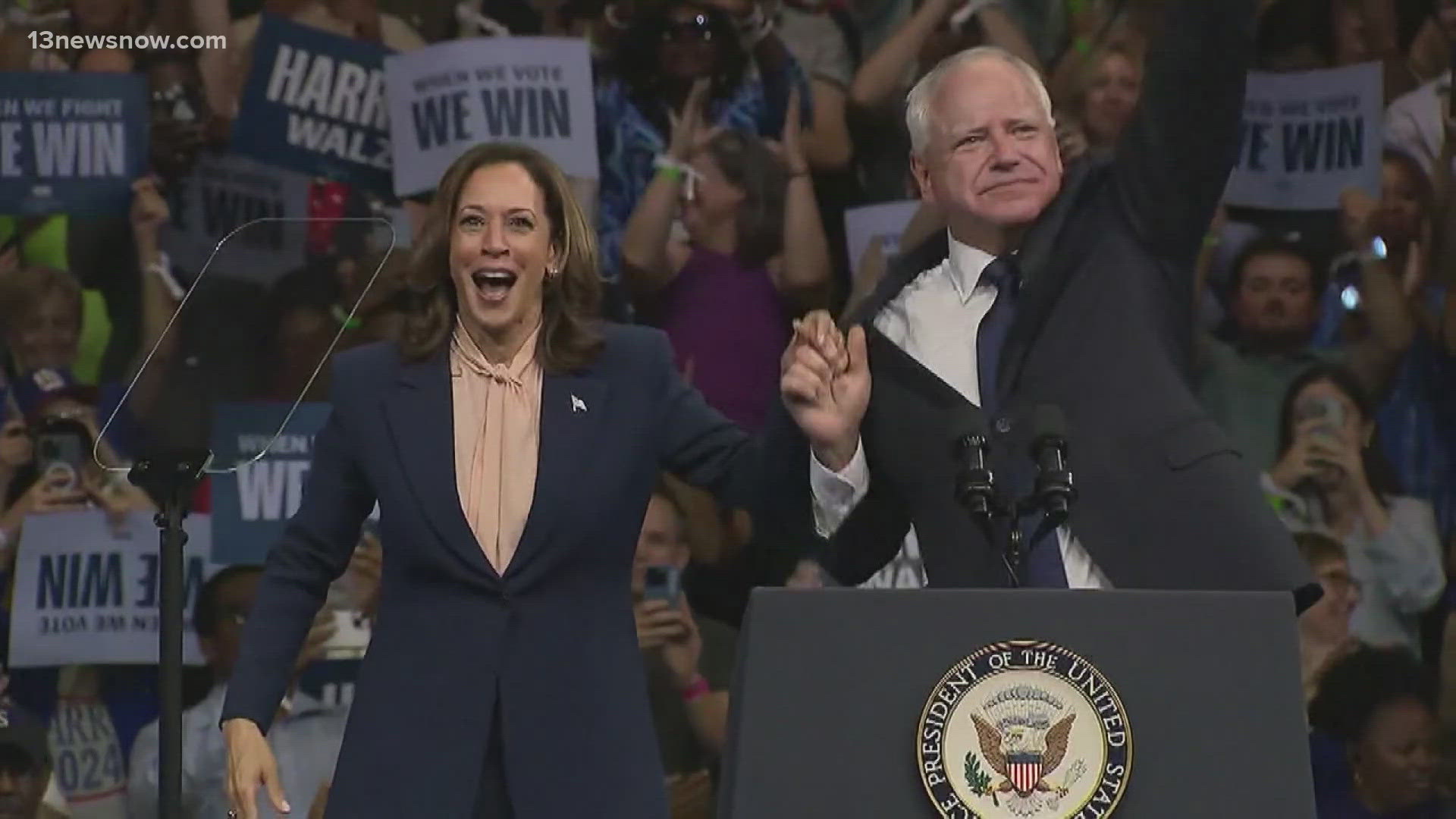 Kamala Harris and her new running mate, Minnesota Governor Tim Walz, appeared for the first time Tuesday at a rally in the must-win state of Pennsylvania.