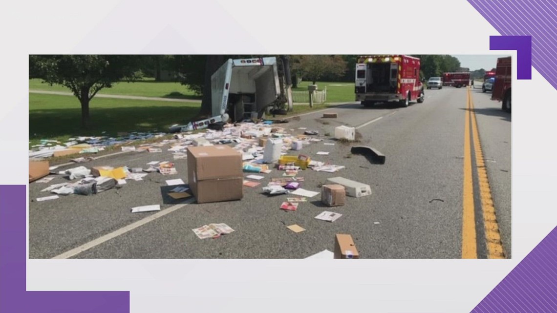 Crash in Suffolk hurts 2, USPS truck involved