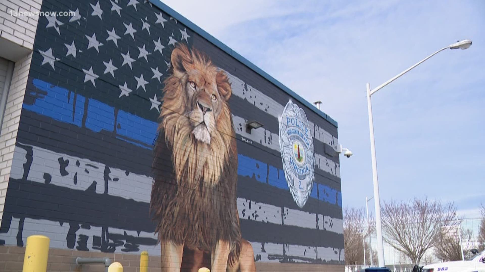 A new mural on the back of the Virginia Beach Second Precinct Building honors local law enforcement.