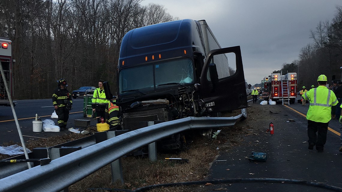 Tractor trailer, SUV crash on I-64 in Newport News 