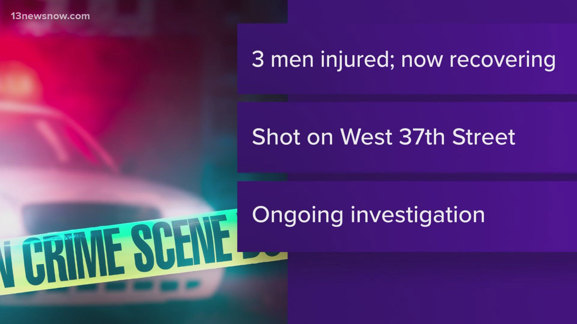 Three men are recovering after being shot on West 37th Street early Sunday.