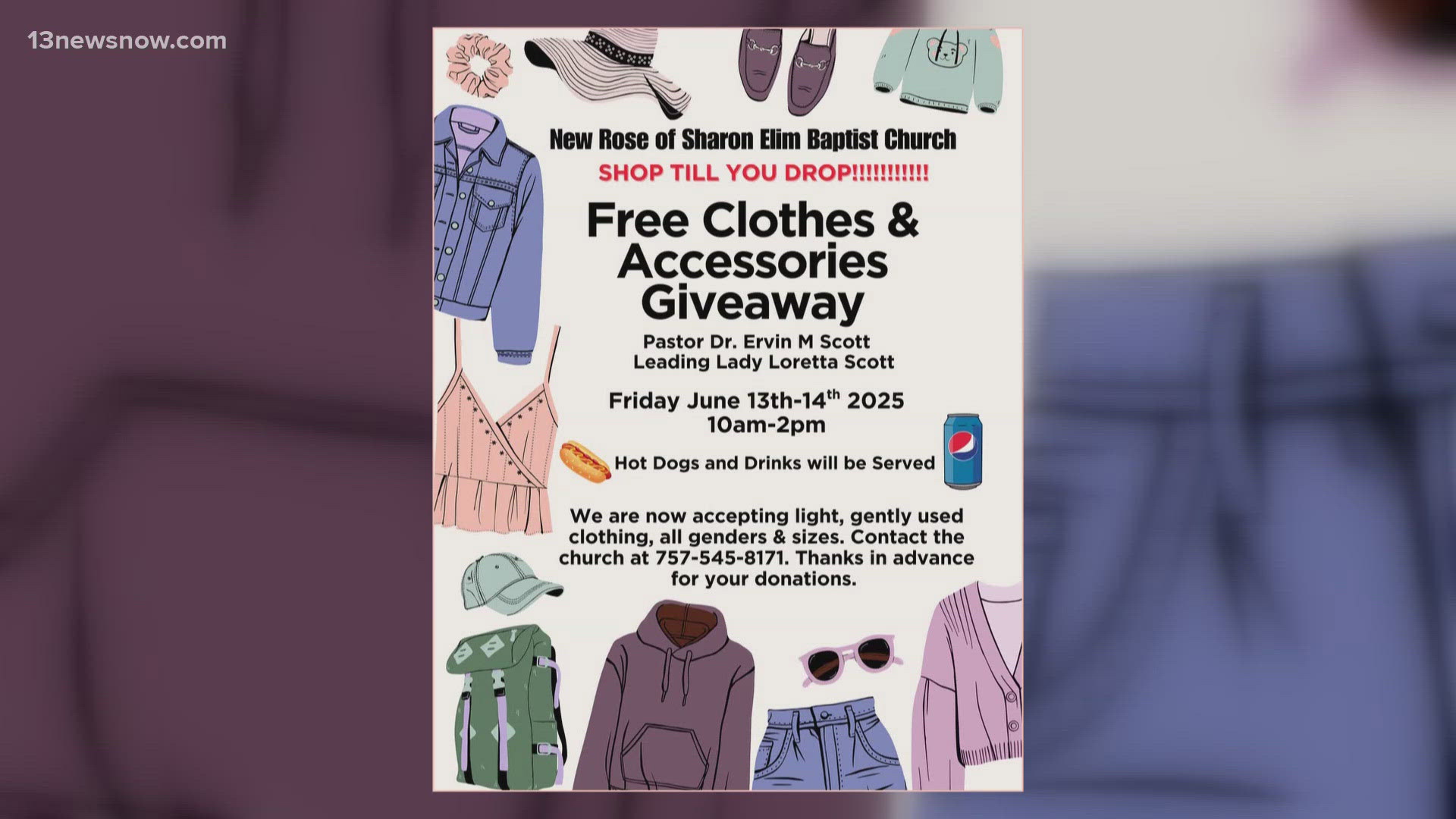The New Rose Baptist Church is hosting a giveaway in Chesapeake.