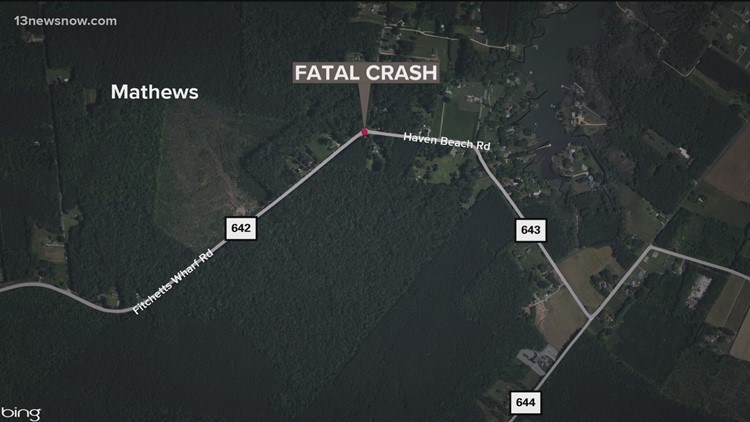 Man killed in car crash in Mathews County