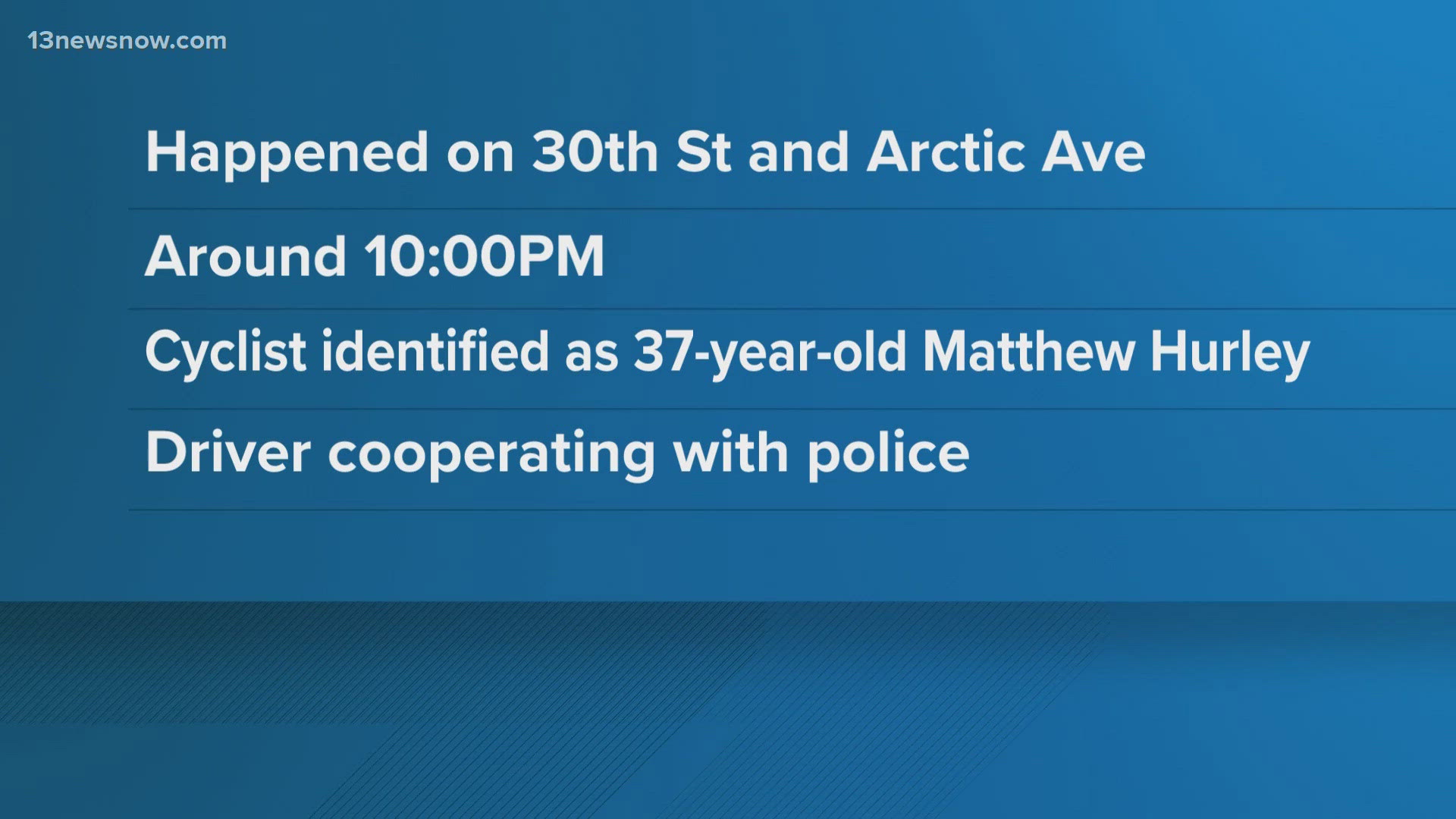 37-year-old Matthew Hurley died in the hospital, three days after he was found at the scene of the fatal crash on Oct. 13.