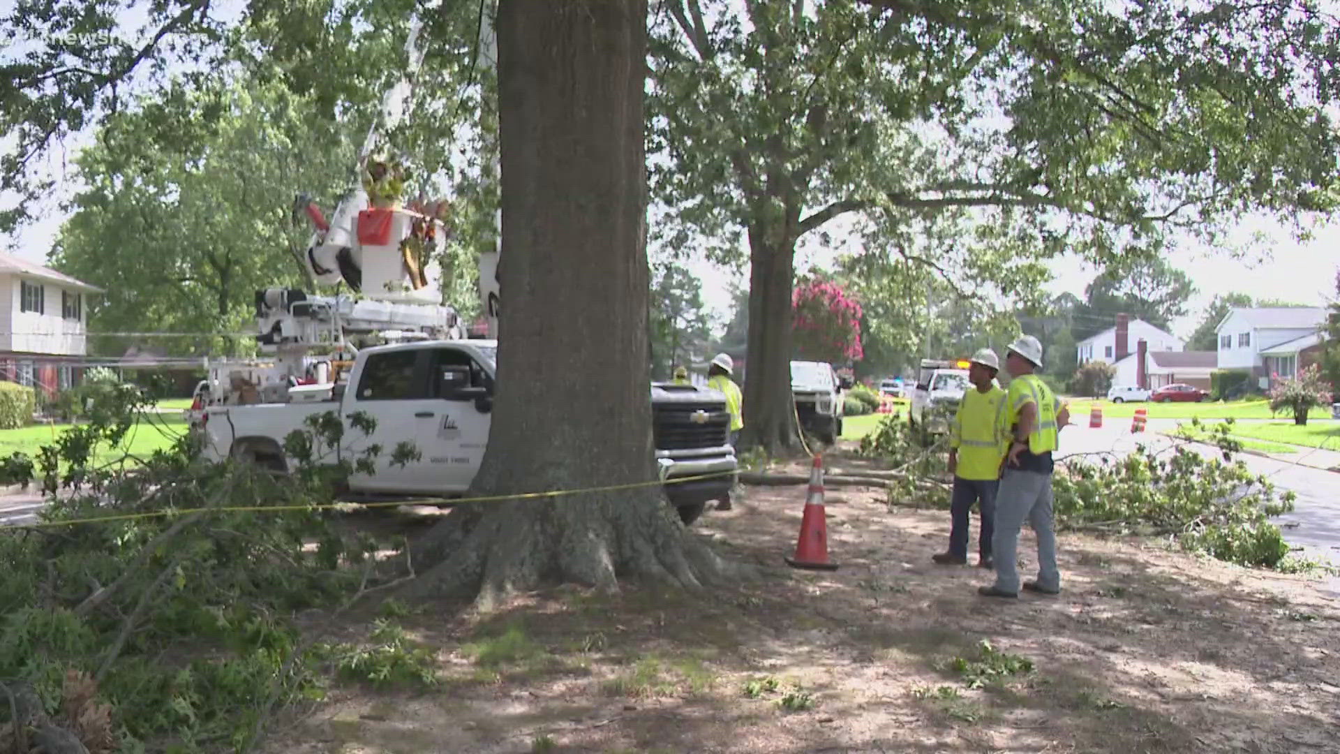 Repair crews were out on Saturday restoring power for many who lost it in Hampton after Friday night's storms.