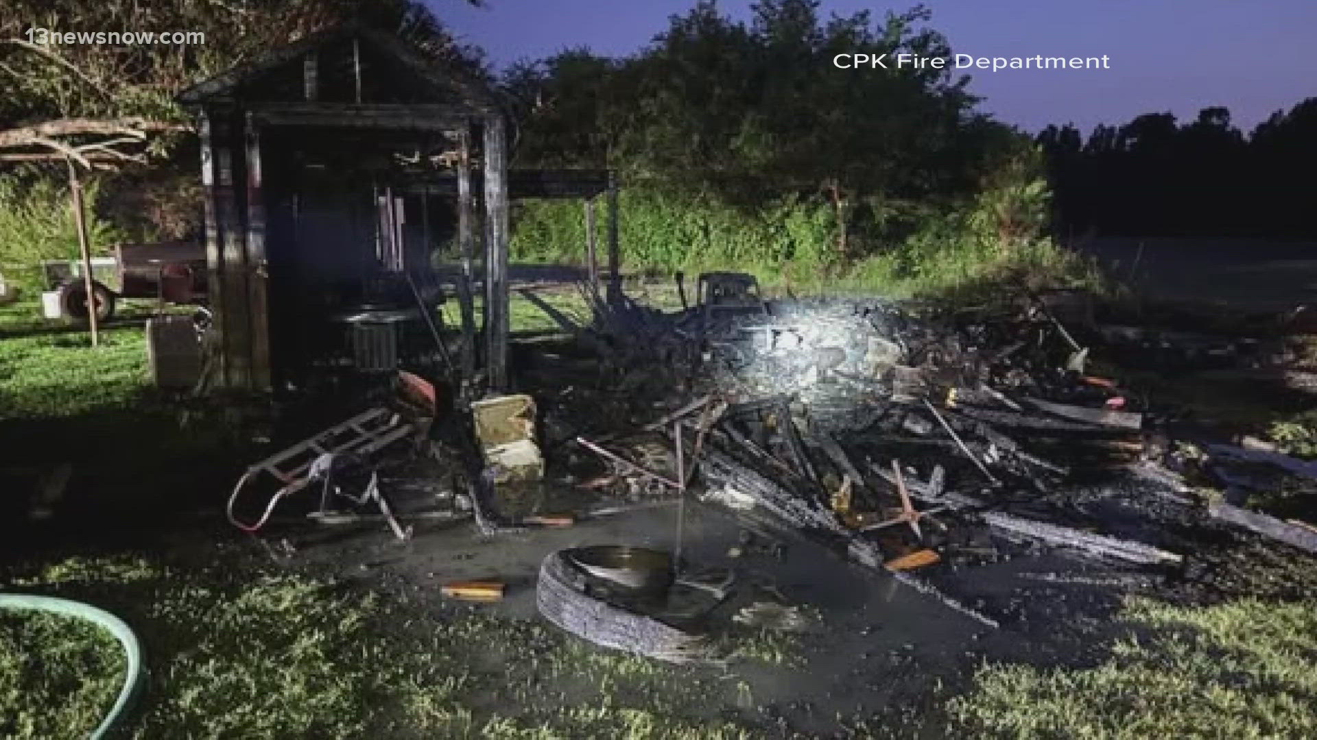 Accidental fire consumes 2 sheds in Chesapeake | 13newsnow.com