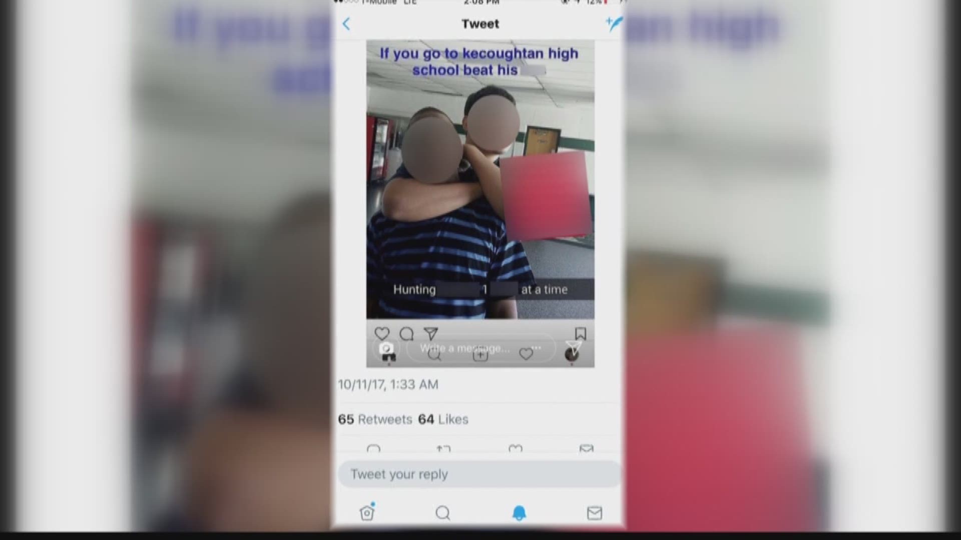 A post featuring a black student in a headlock with racial slurs prompted an investigation by Hampton City Schools.