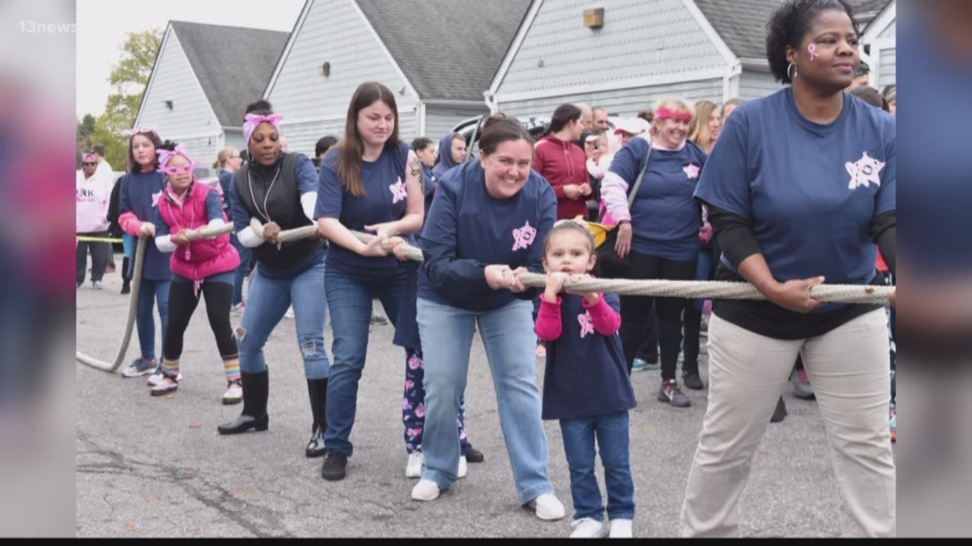 The Chesapeake Sheriff's Office hosted the 4th Annual Pull for Pink that had 34 teams competing to see which team could pull a fire truck 12 feet in the fastest time.