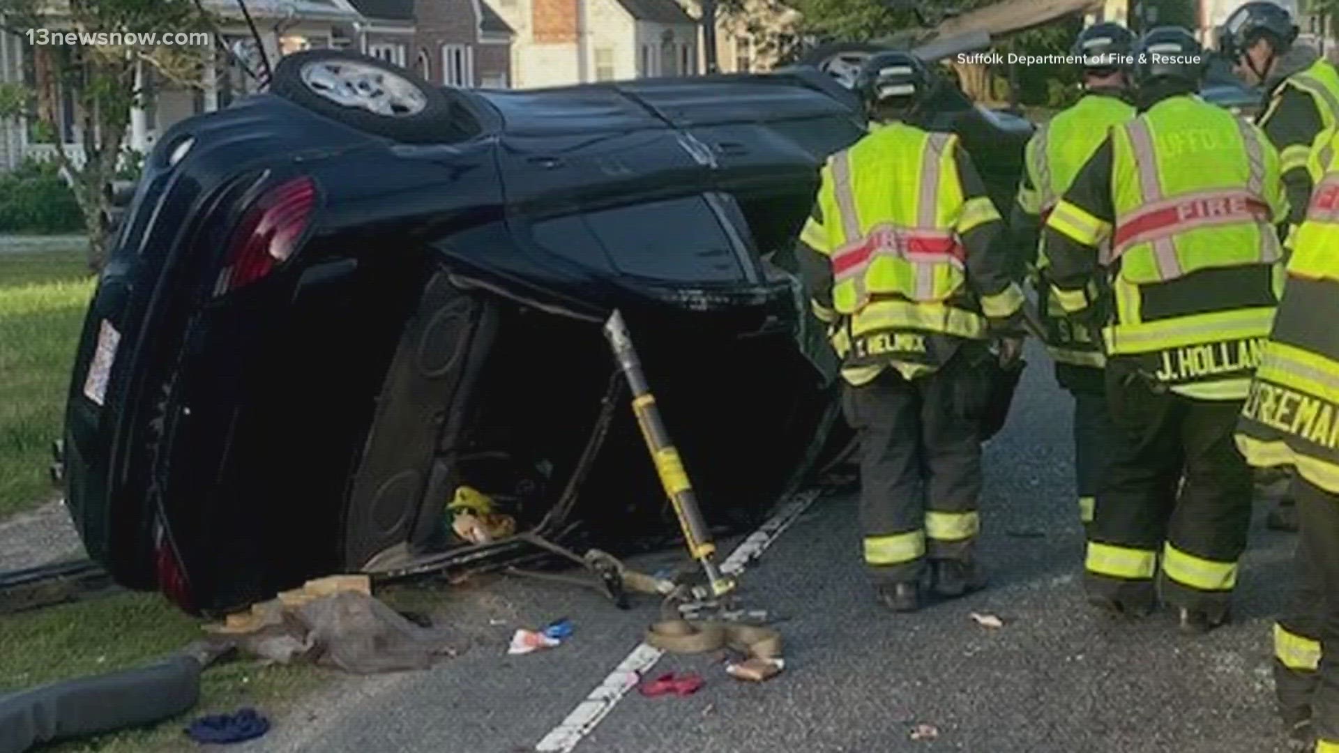 Right after crews got the person out, the vehicle's engine compartment caught on fire. Medics took them to Norfolk General Hospital in serious condition.