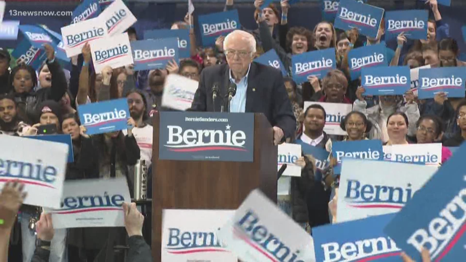 Bernie Sanders switches focus to Virginia primary at Virginia Beach ...