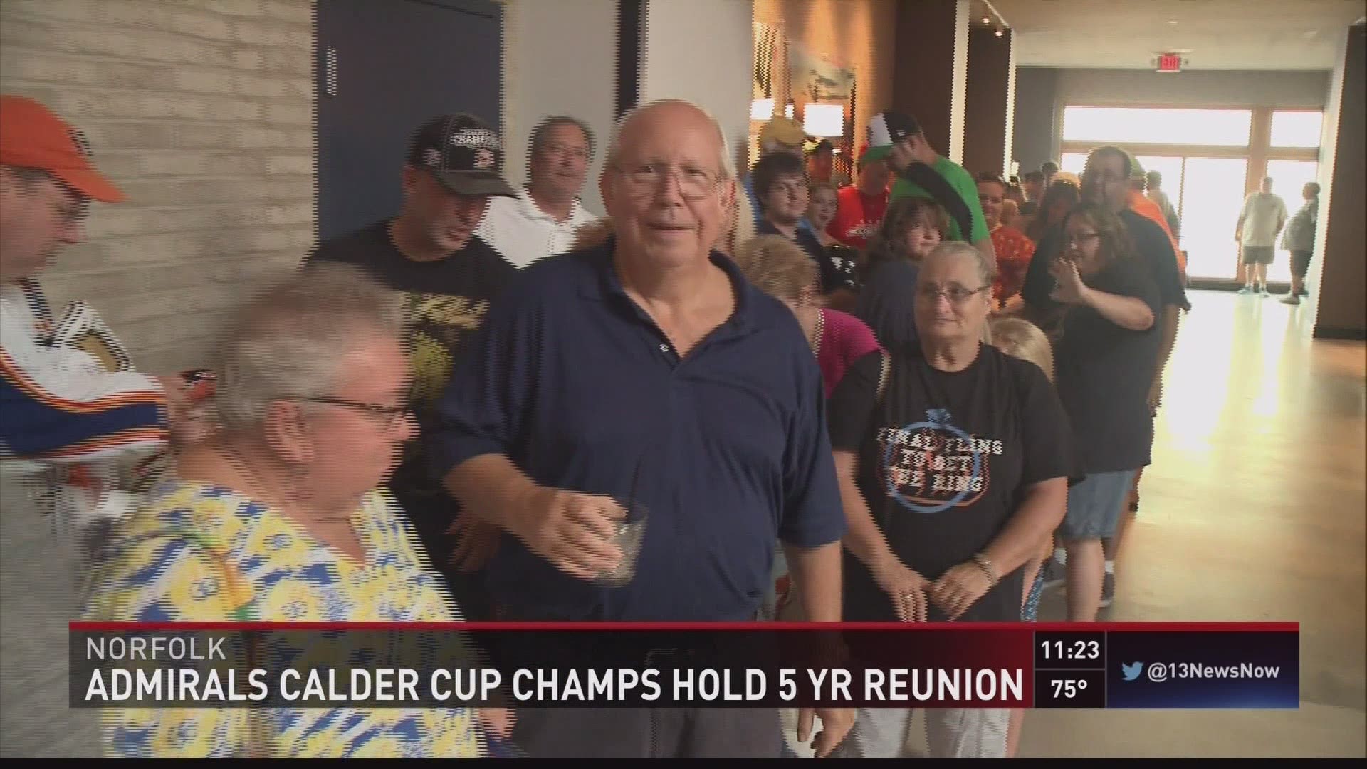 The 2012 Calder Cup Champion Norfolk Adrmirals returned to town for their 5 year reunion before about 500 fans in downtown.