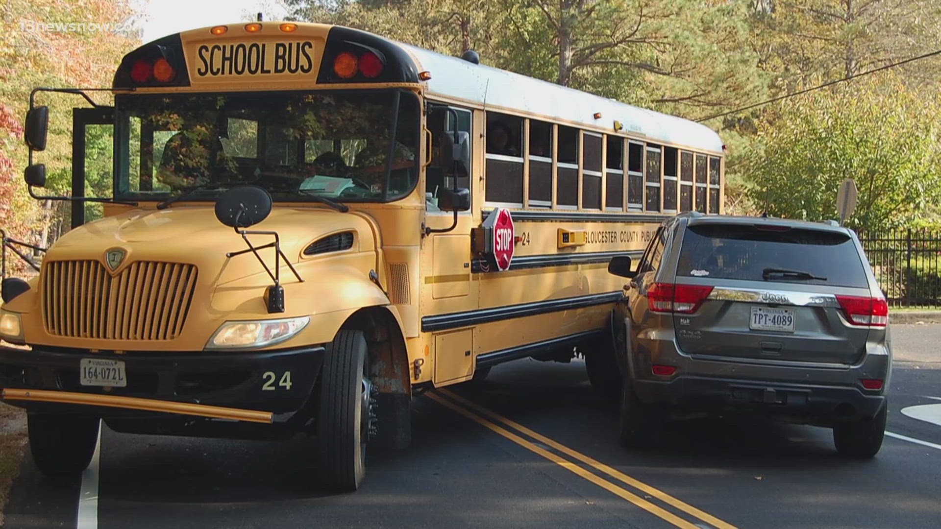 Three students were sent to the hospital after this crash involving a school bus in Gloucester County.