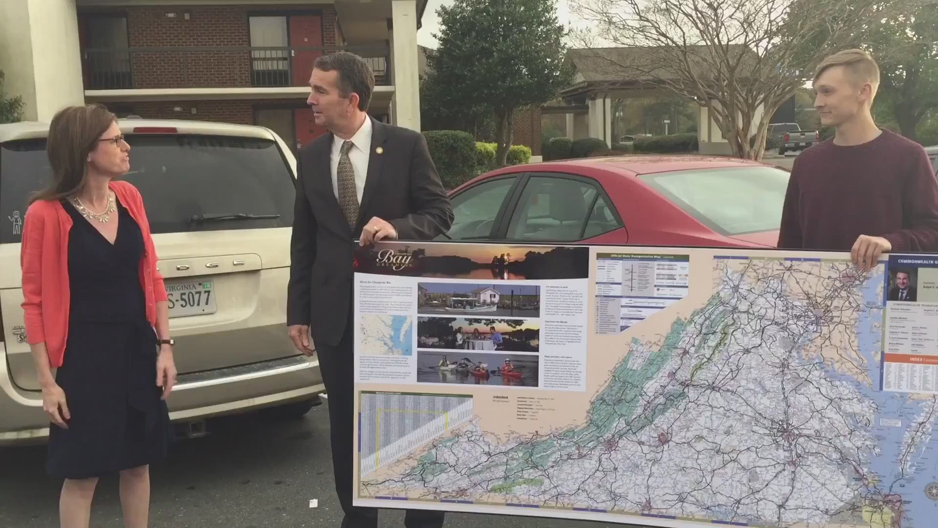 Gov. Ralph Northam delivered an accurate map of Virginia to a McDonald's in Onley, Virginia. Video courtesy Carol Vaughn, Delmarva Now