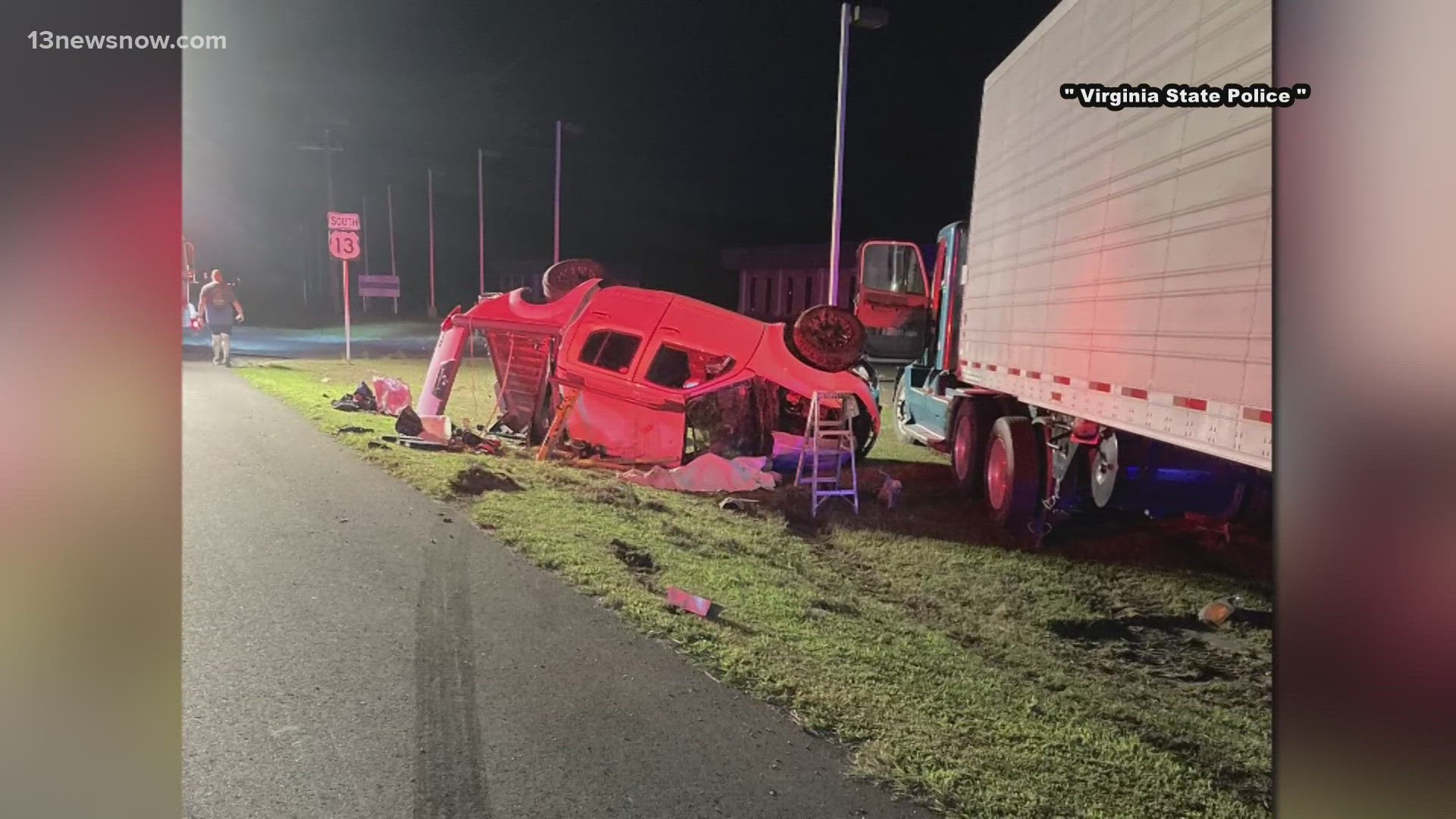 The impact of the crash caused both vehicles to run off the road and partially eject a pickup truck driver who wasn't wearing a seatbelt.