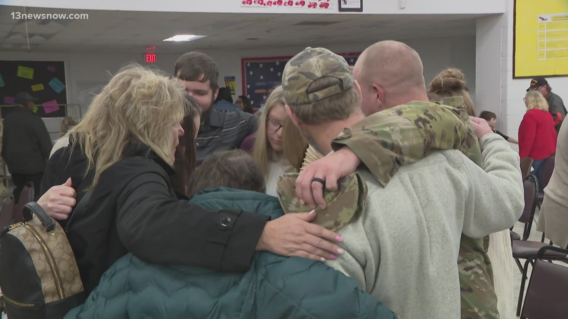 Families of the 529th Combat Sustainment Support Battalion shared tearful goodbyes with the soldiers before they left Sunday morning.