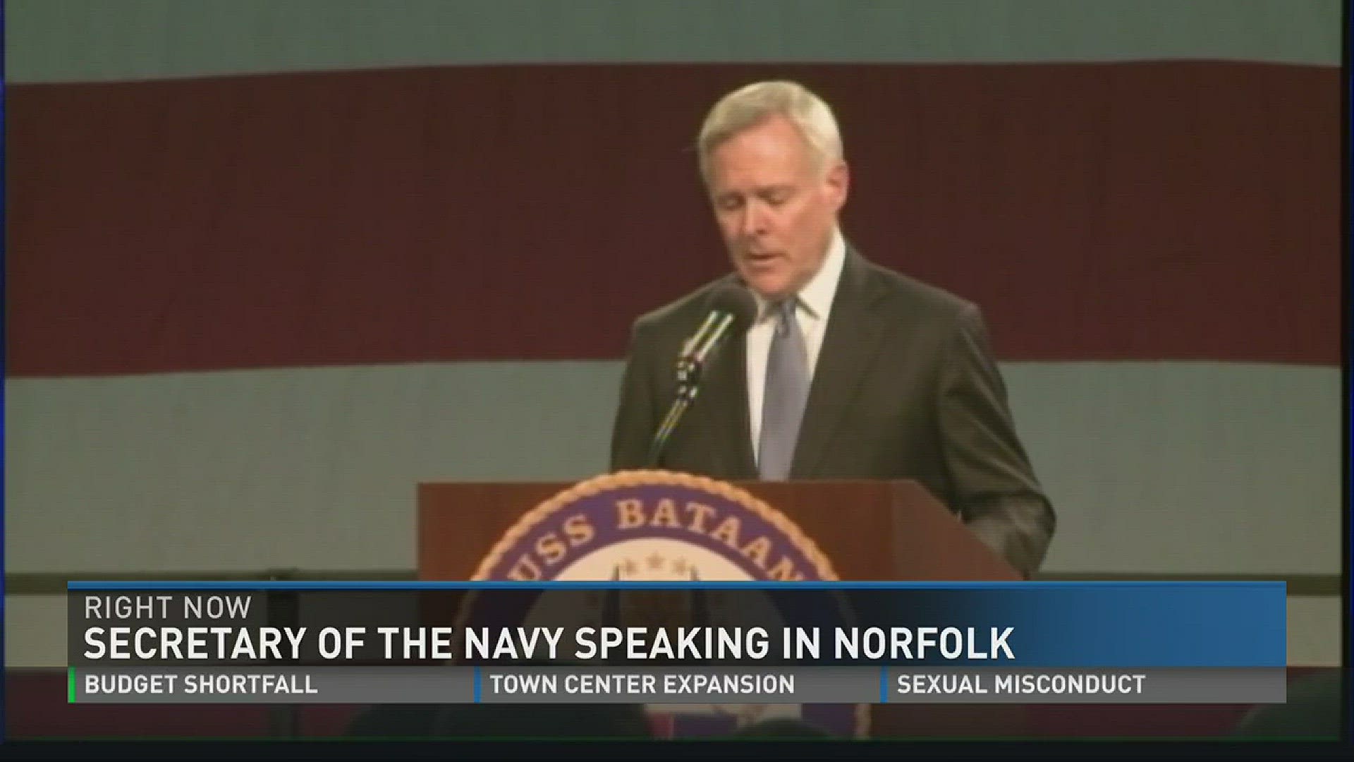 Secretary of the Navy speaking in Norfolk.