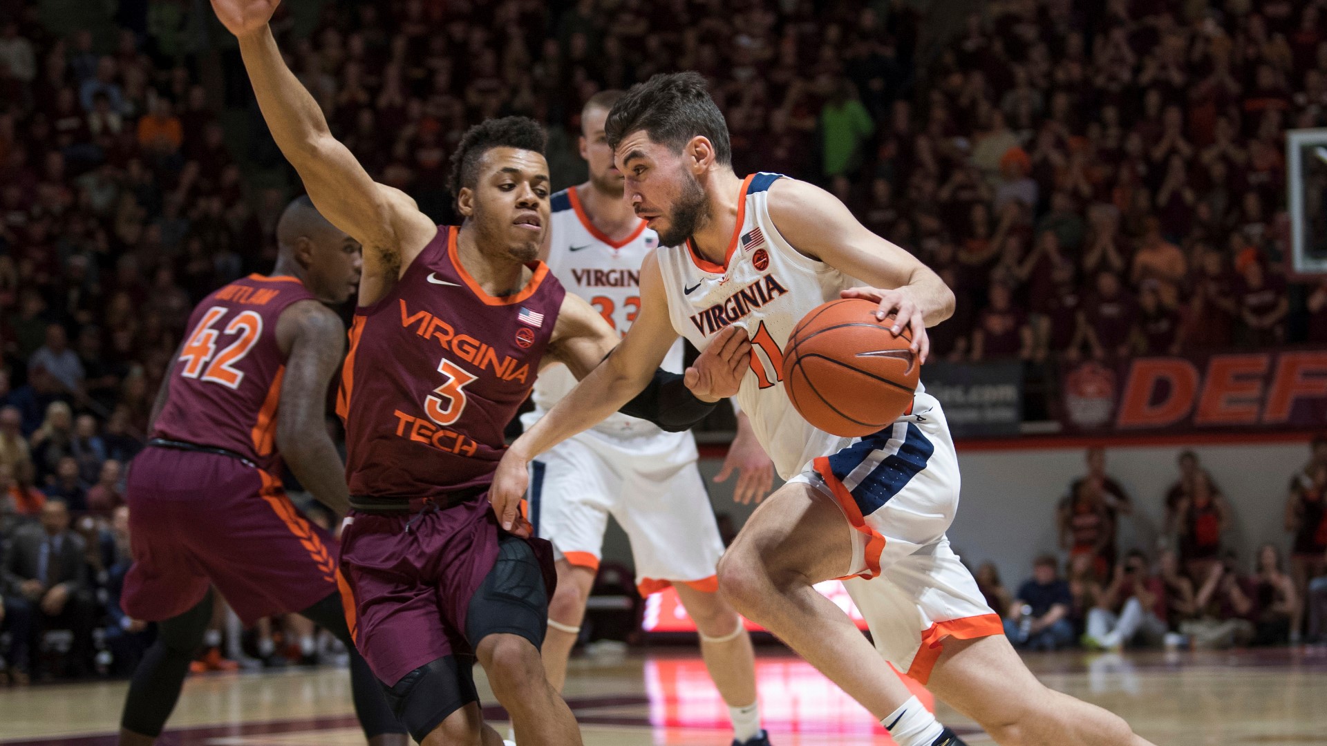 The simple difference in the game, the Cavaliers hit their threes and the Hokies certainly did not. End result, UVA wins it 62-56.