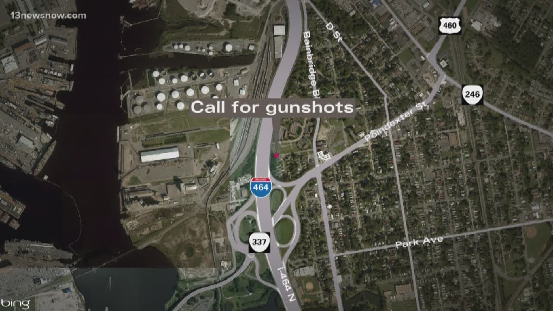 Chesapeake Police Department received a call for shots fired on Porter Street. An hour later a gunshot victim walked into a hospital ER.