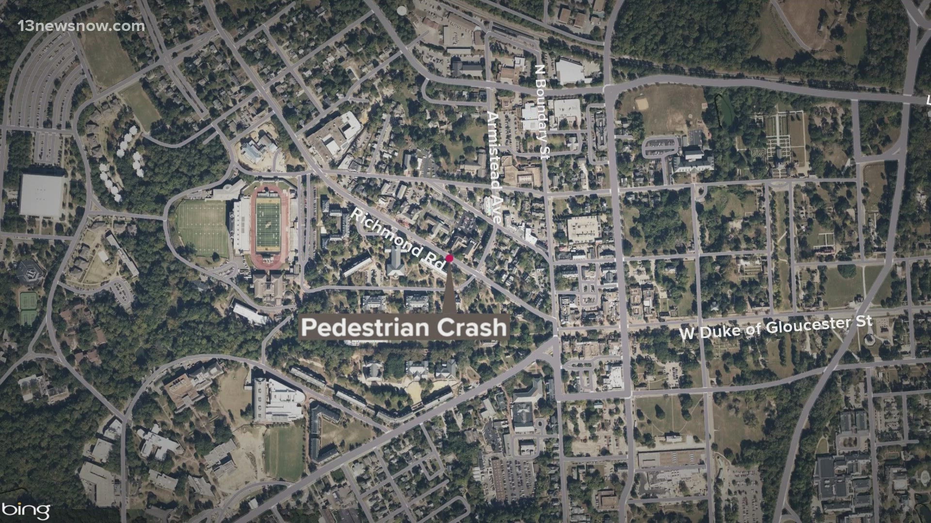 Around 8:15 a.m., a black Audi sport utility vehicle was driving east on Richmond Road when it struck a 21-year-old woman, officials say.