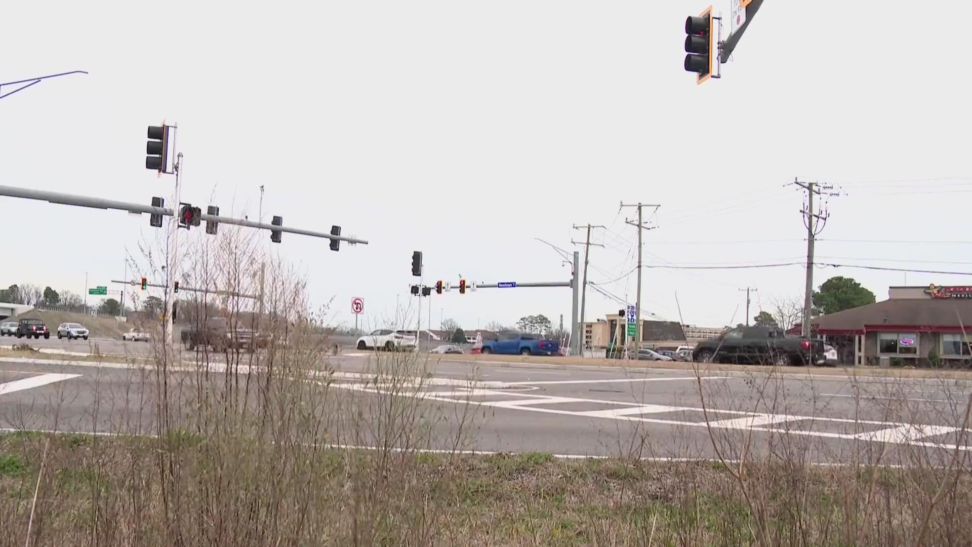 The shooting happened along the interstate's eastbound lanes at the intersection with Newtown Road.