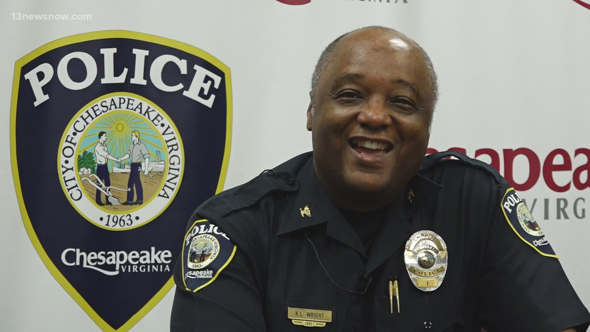 In his tenure with CPD, Wright trained other officers, led both the Second and Fifth precincts, and has championed crime reduction programs for Chesapeake.