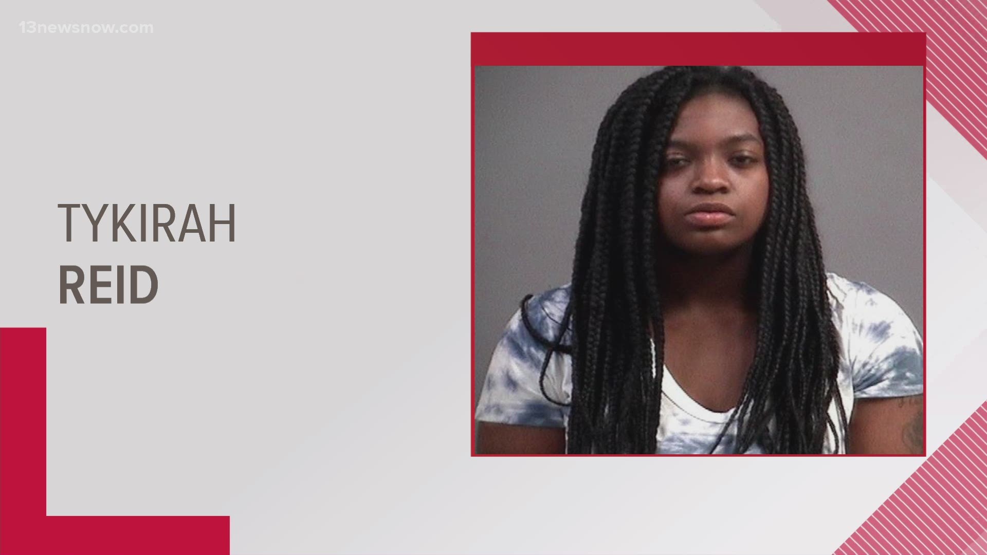 Tykirah Reid, 20, is charged with Abduction, Child Neglect, Obstruction of Justice, and Petit Larceny.