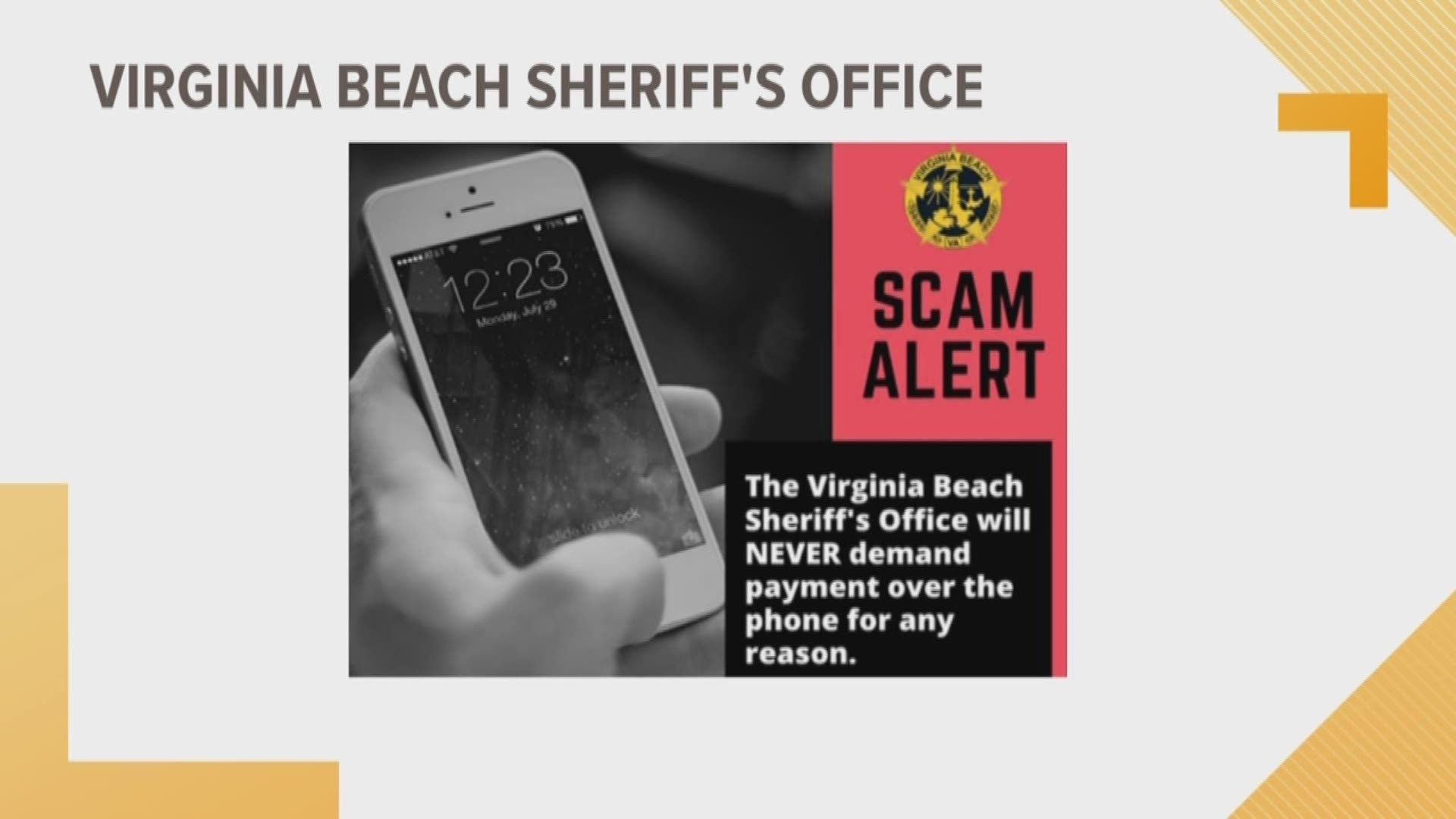 Virginia Beach Sheriff's Office warns of phone scam