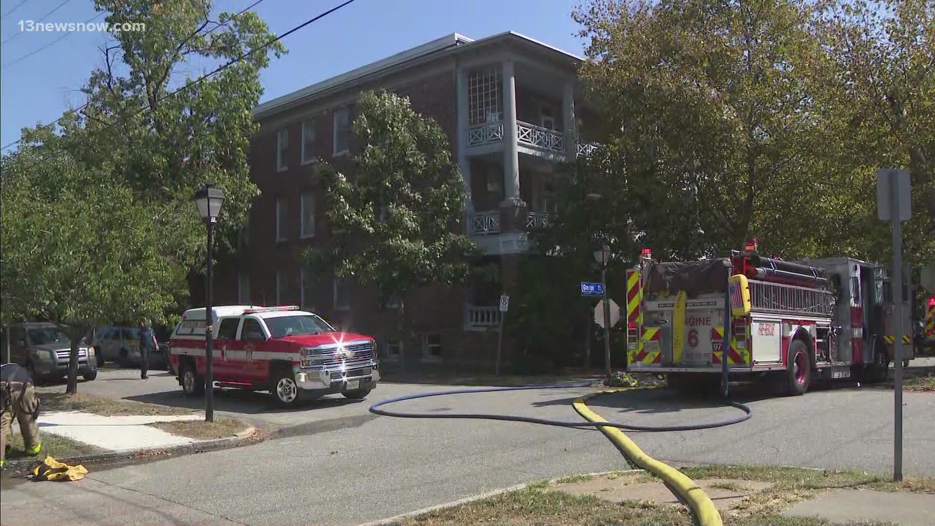 Apartment fire in Ghent section of Norfolk