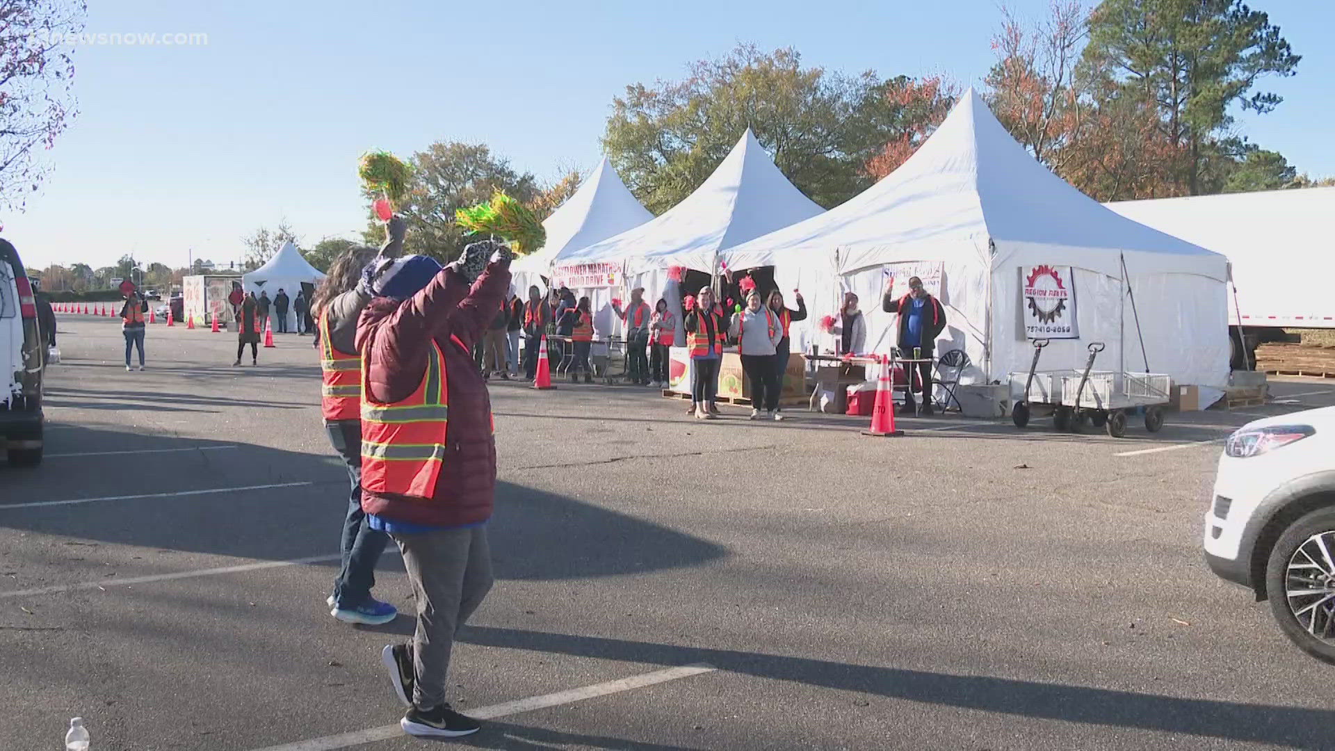 Volunteers are working around the clock to collect food and charitable donations.