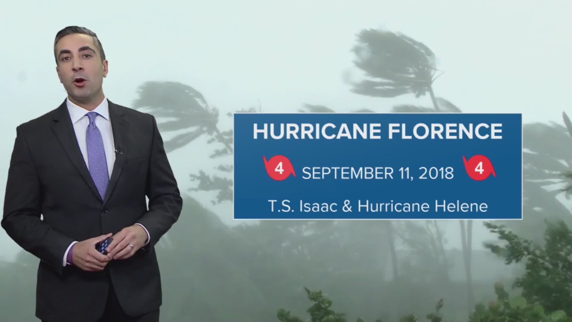 13News Now meteorologist Tim Pandajis takes a look at the latest projected forecast tracks for Hurricane Florence, still a powerful Category 4 storm taking aim at North and South Carolina.