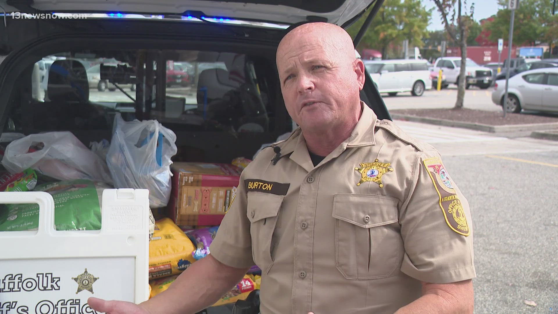 The sheriff's office does this pet food drive every fall.