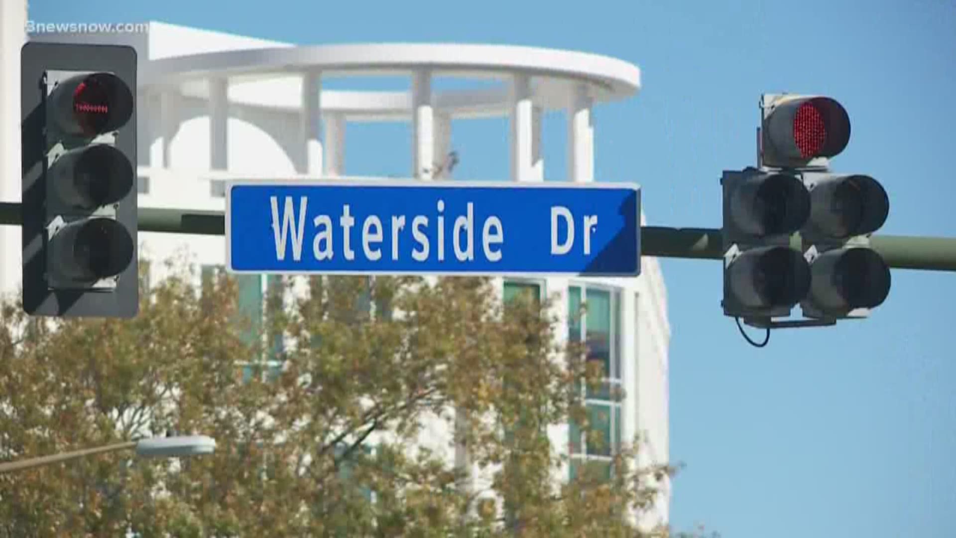 A section of Waterside Drive will be closed as crews take down the pedestrian bridge.