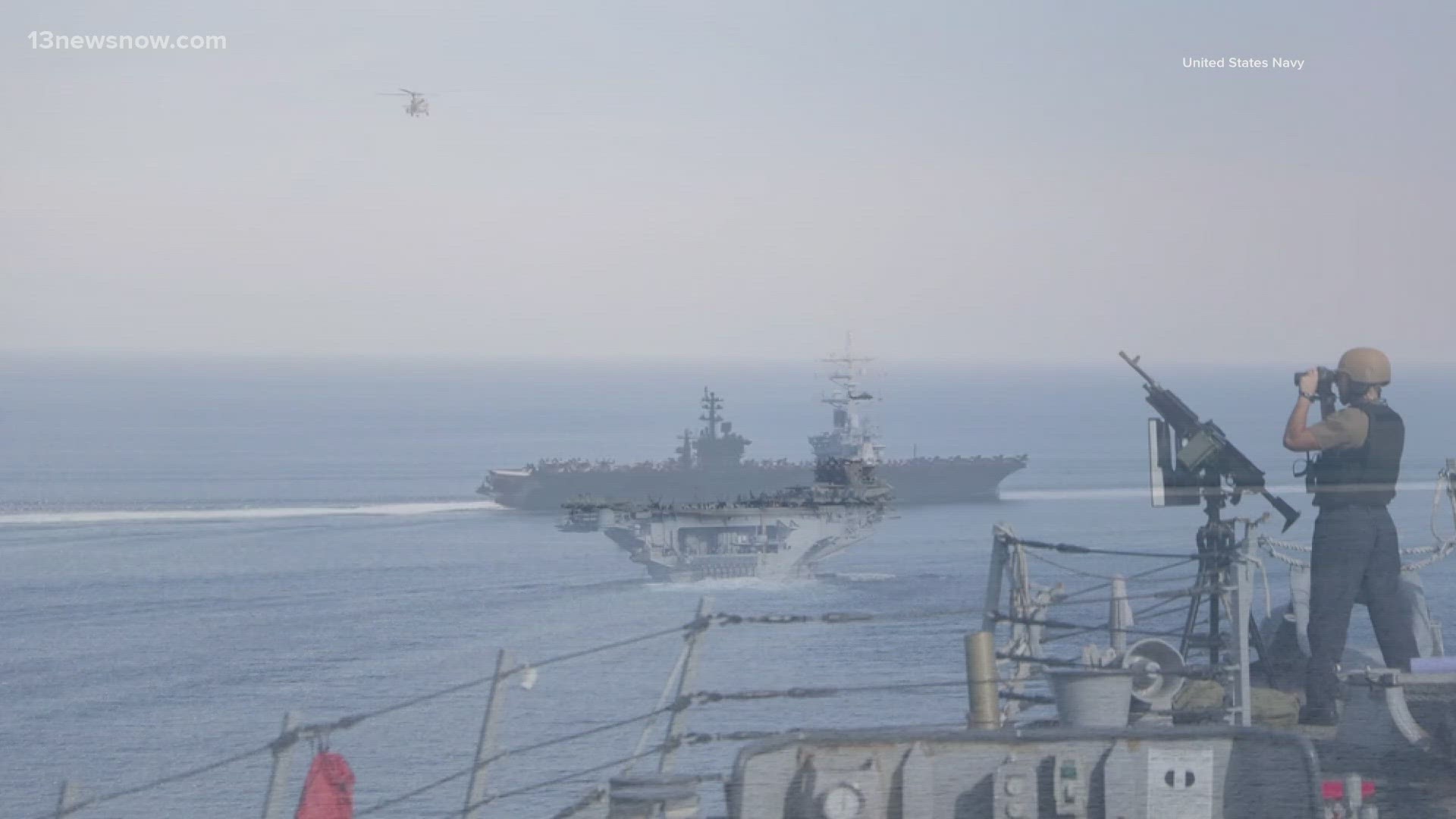 The group passed through the Strait of Hormuz, one of the world's busiest shipping lanes, to reach the Persian Gulf.