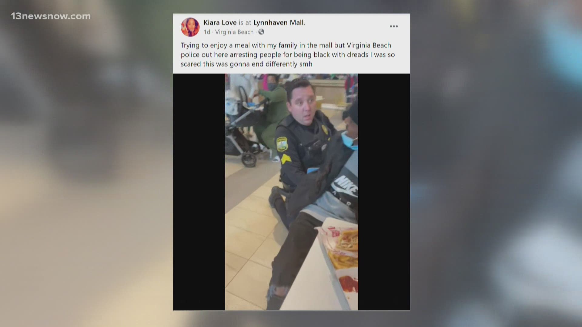 Virginia Beach Police said an officer wrongly handcuffed a man who fit the description of a reported offender and are working to correct this incident.