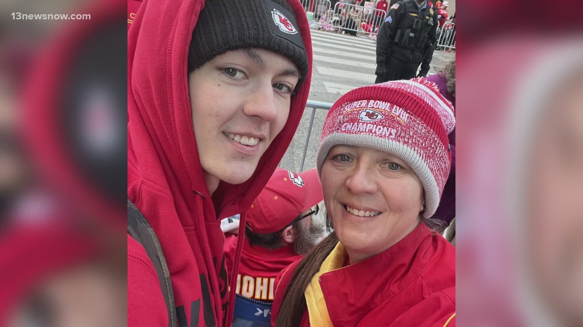 A Virginia Beach woman was among the hundreds of thousands of people who attended the Kansas City Chiefs victory parade. K