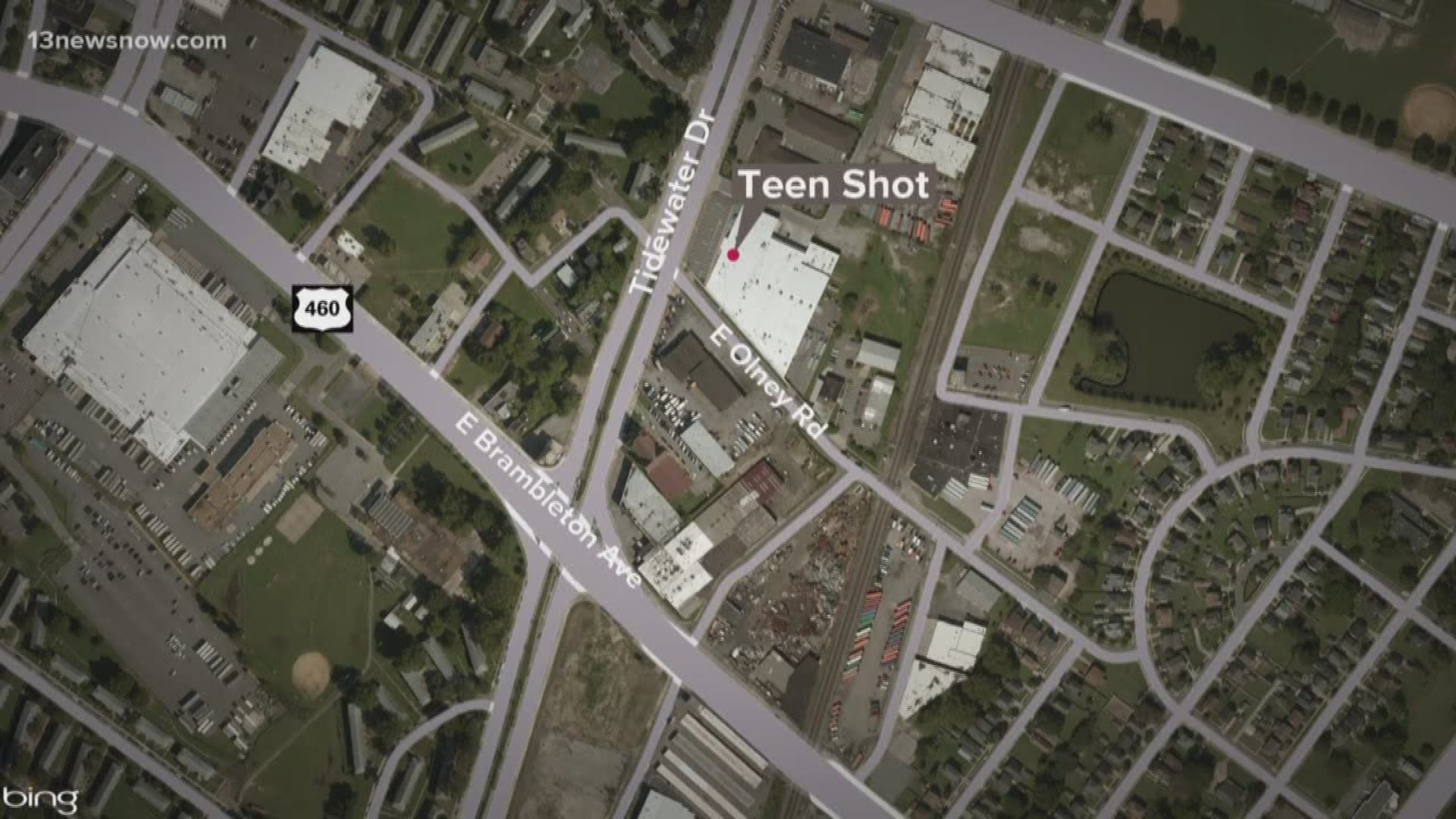 According to Norfolk dispatch, a 16-year-old boy was shot in the kneecap and took himself to the hospital.