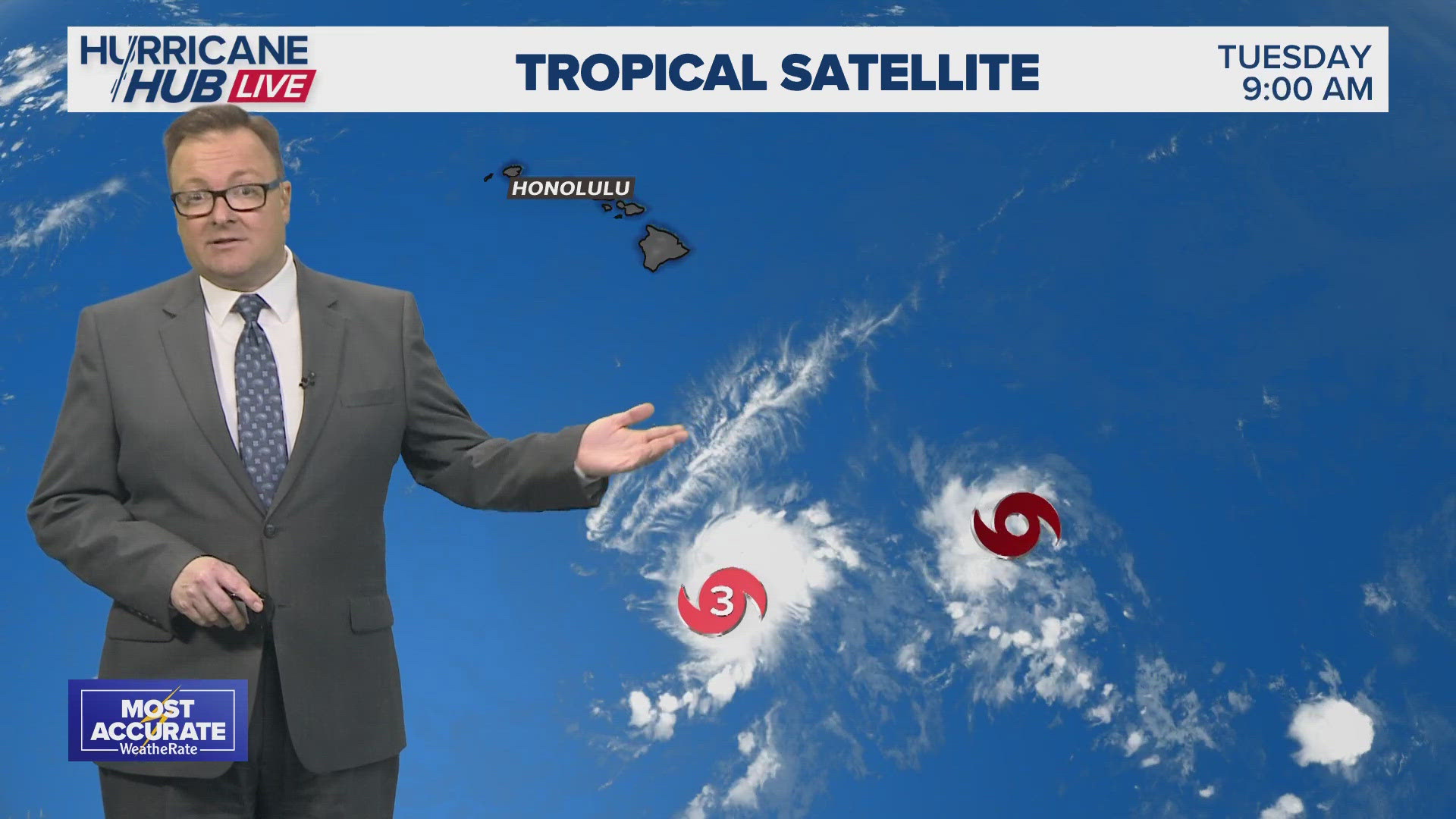 Senior Meteorologist Evan Stewart talks about the forecasted tracks of the two Pacific storms and how they got their unique names.