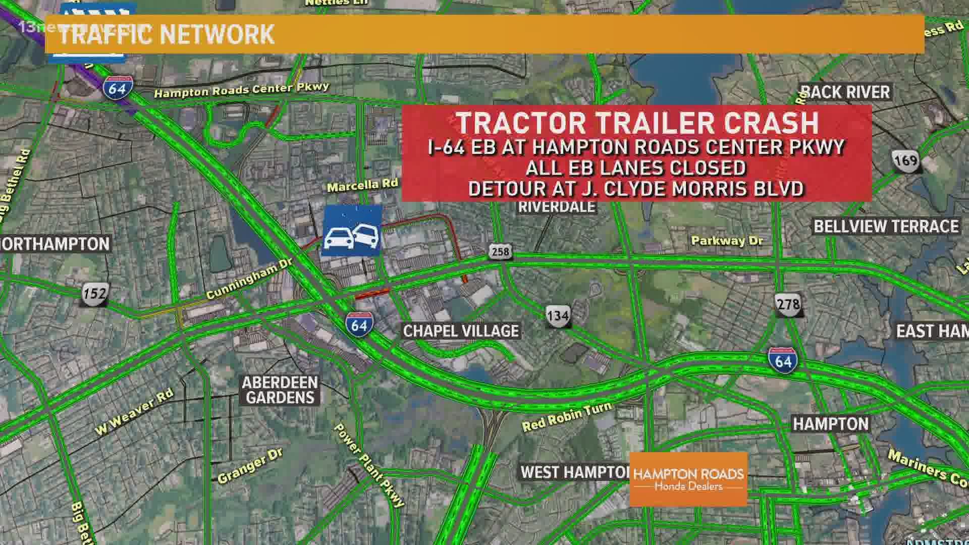 Tanker truck accident on I64 in Hampton leaves one dead