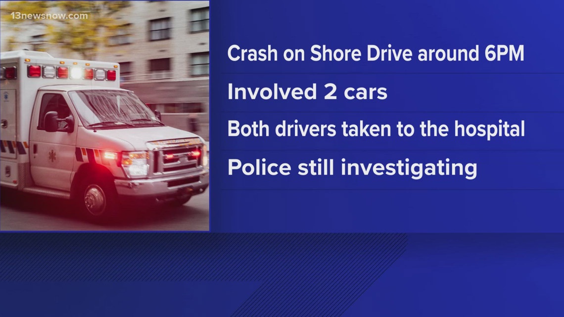 2 taken to the hospital after crash on Shore Drive | 13newsnow.com