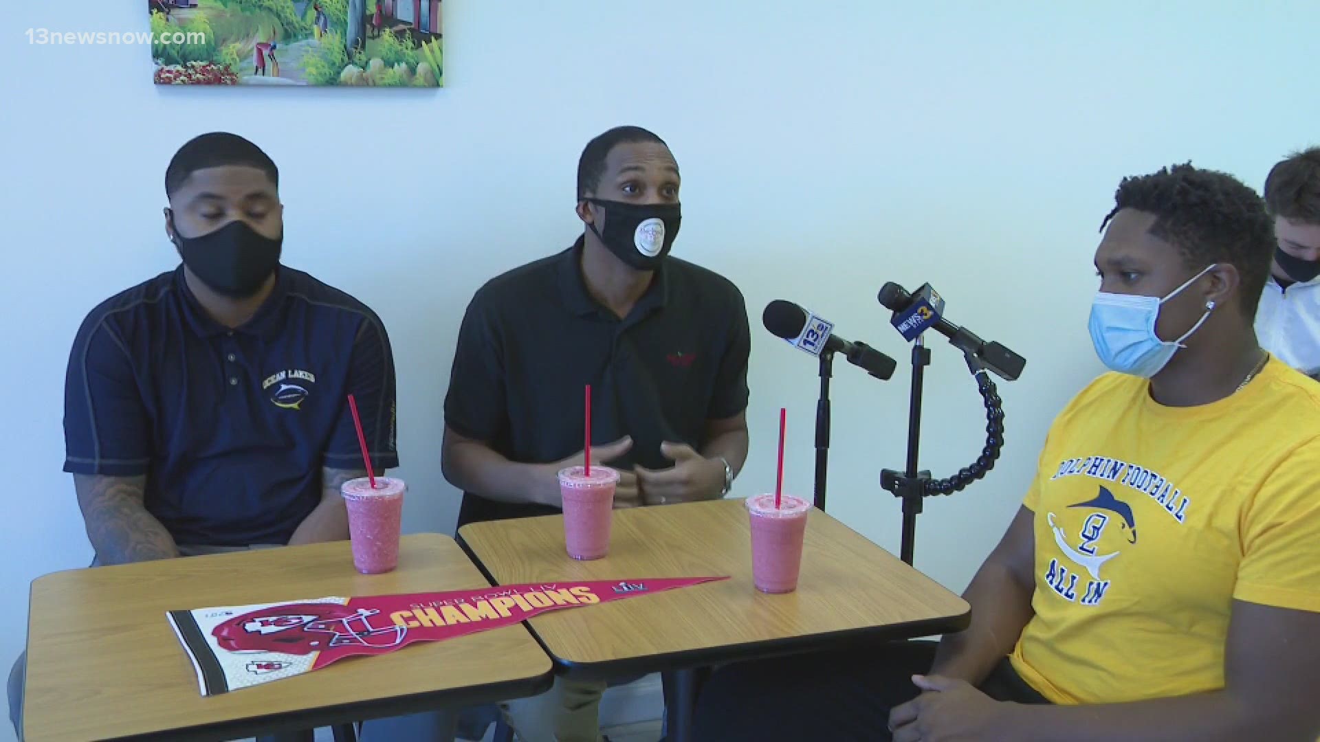 Derrick Nnadi's plays defense for the Kansas City Chiefs. His childhood friends teamed up with a smoothie restaurant to celebrate his accomplishments.
